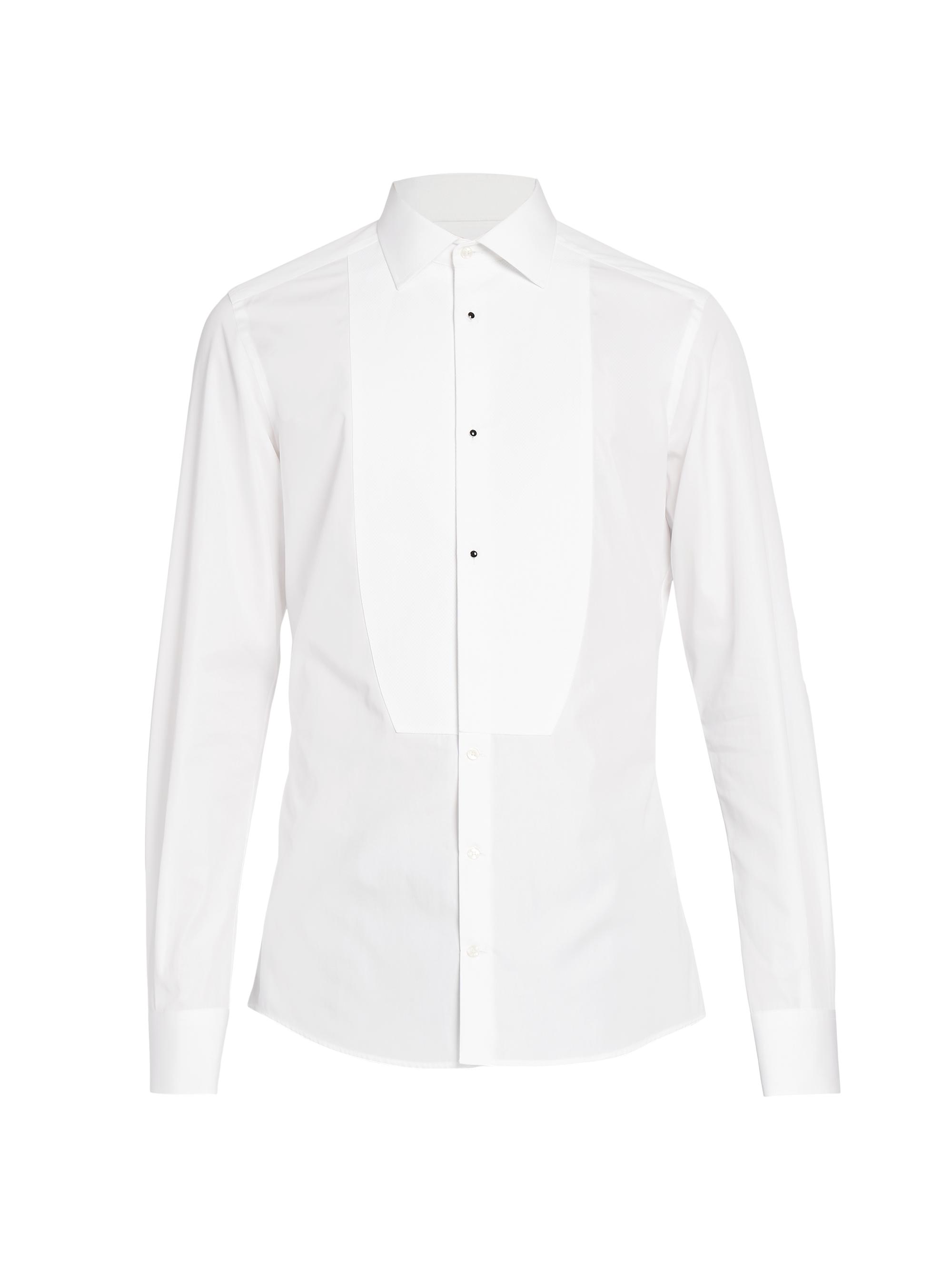 Dolce & Gabbana Men's Piqué Tuxedo Shirt - Bianco Ottico