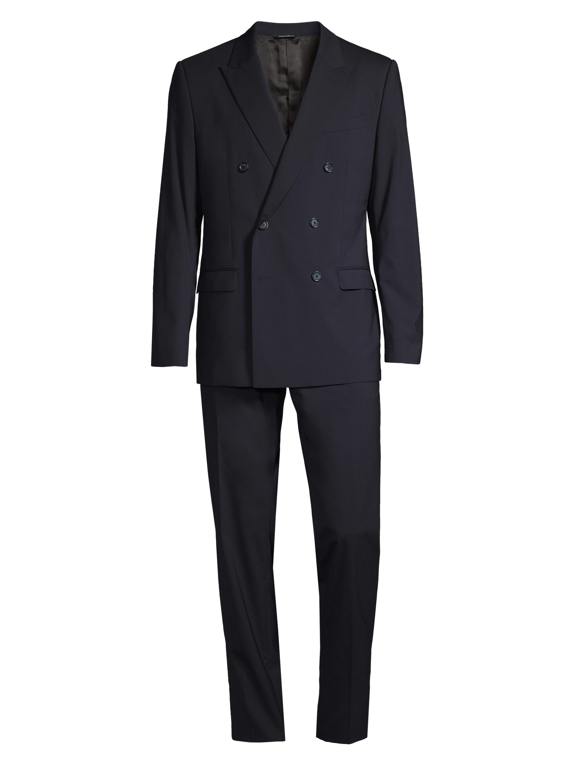 Dolce & Gabbana Men's Double-Breasted Stretch-Wool Suit - Blu Scurissimo