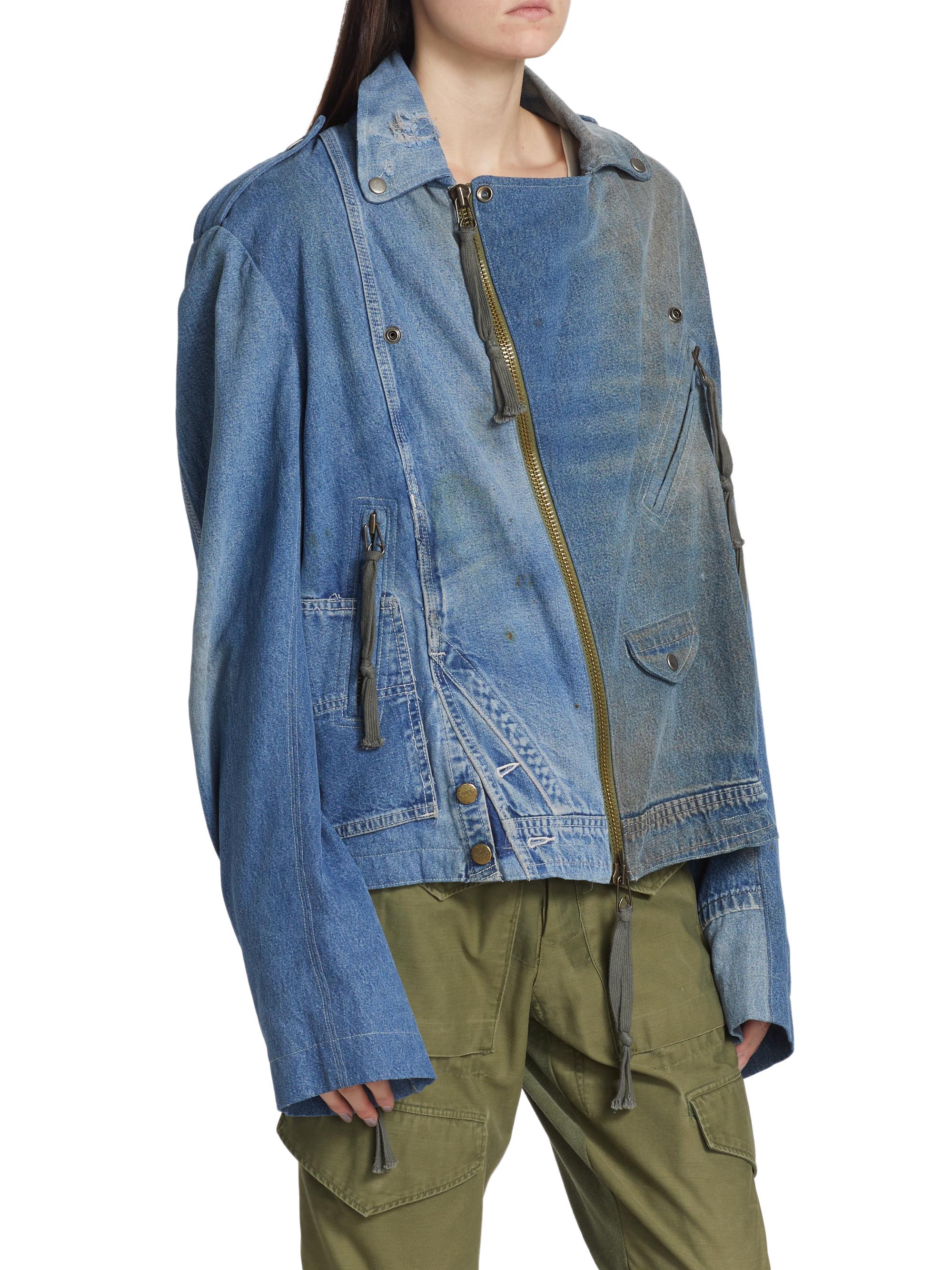 Shop Greg Lauren Overall Brando Denim Moto Jacket | Saks Fifth Avenue