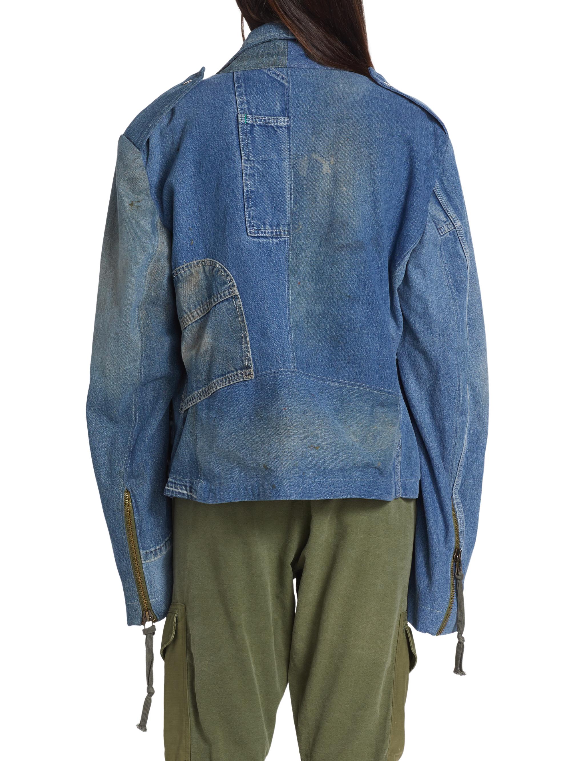 Shop Greg Lauren Overall Brando Denim Moto Jacket | Saks Fifth Avenue