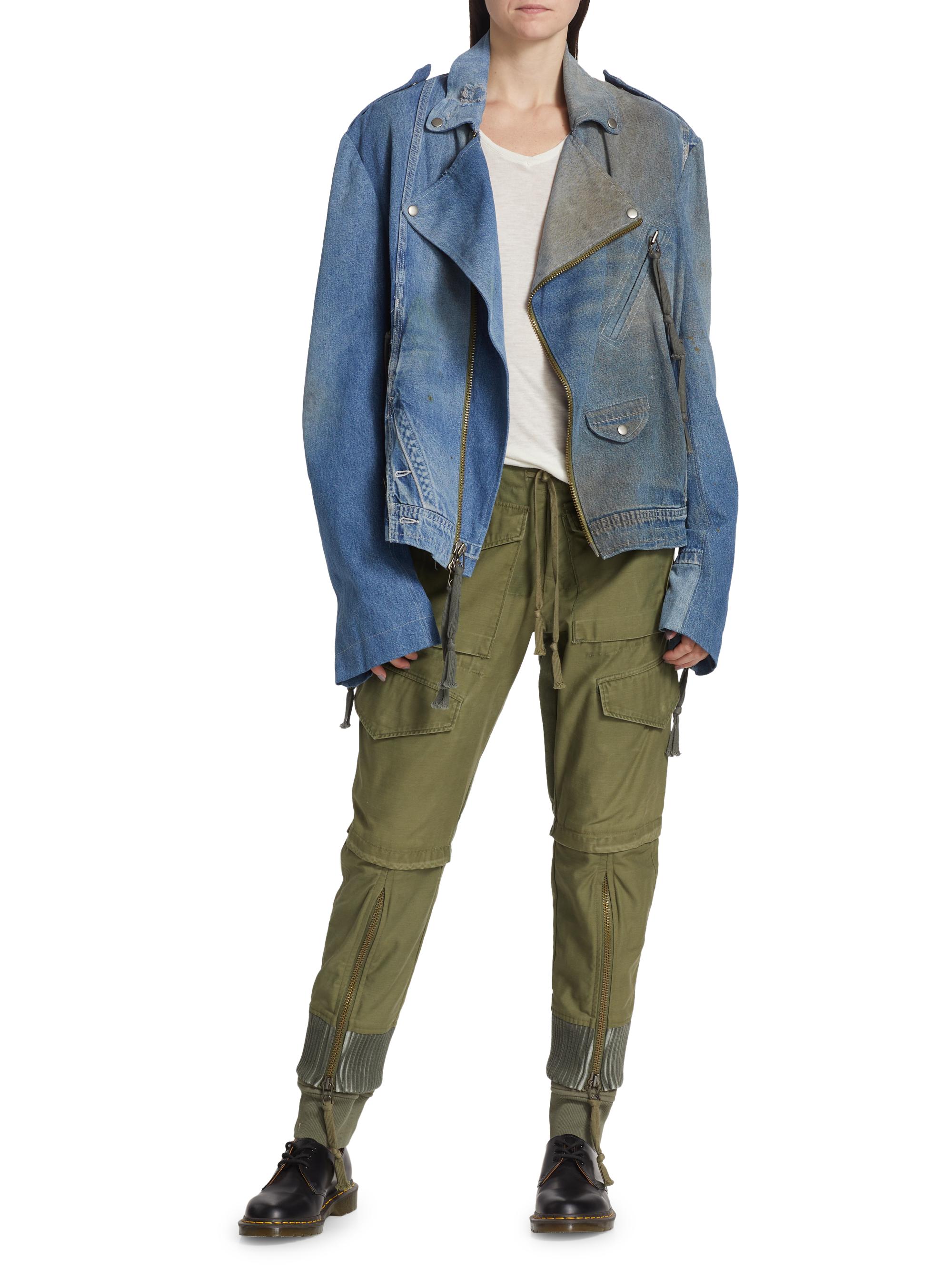 Shop Greg Lauren Overall Brando Denim Moto Jacket | Saks Fifth Avenue