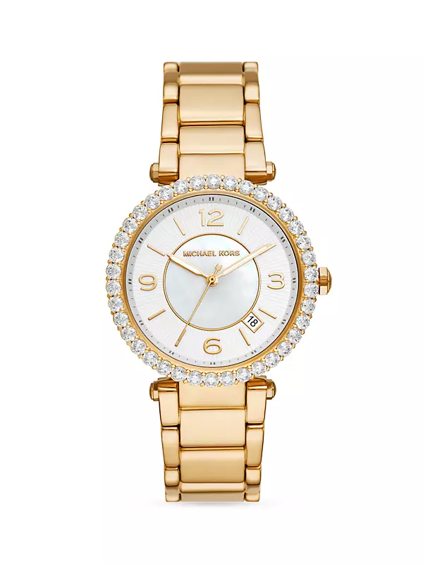 Shop Michael Kors Parker Lux Three-Hand Goldtone Stainless Steel Watch