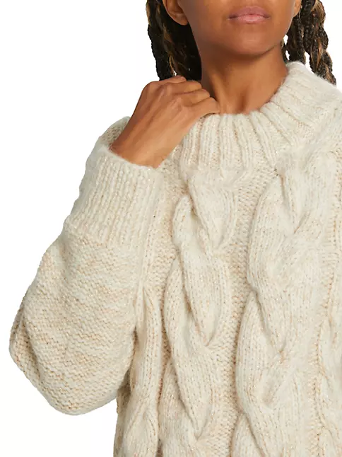 The Westside Women's B Alpaca-Blend Pullover Sweater - Ivory Gold - Size Medium