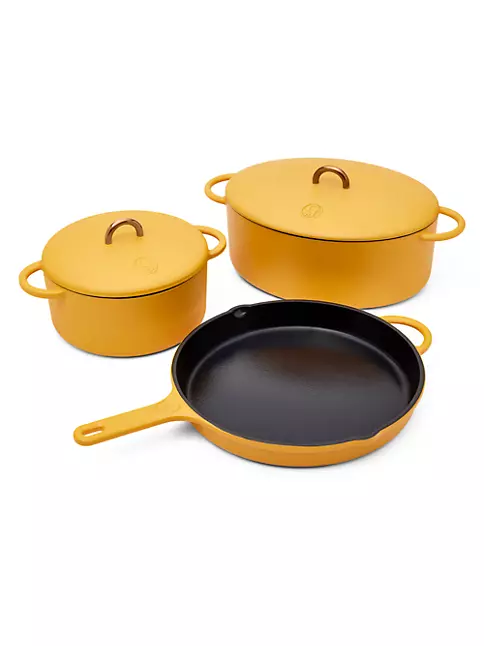 Limited Time Bargain Great Jones King Sear Cast-Iron Skillet - Mustard,  enameled cast iron skillet with lid