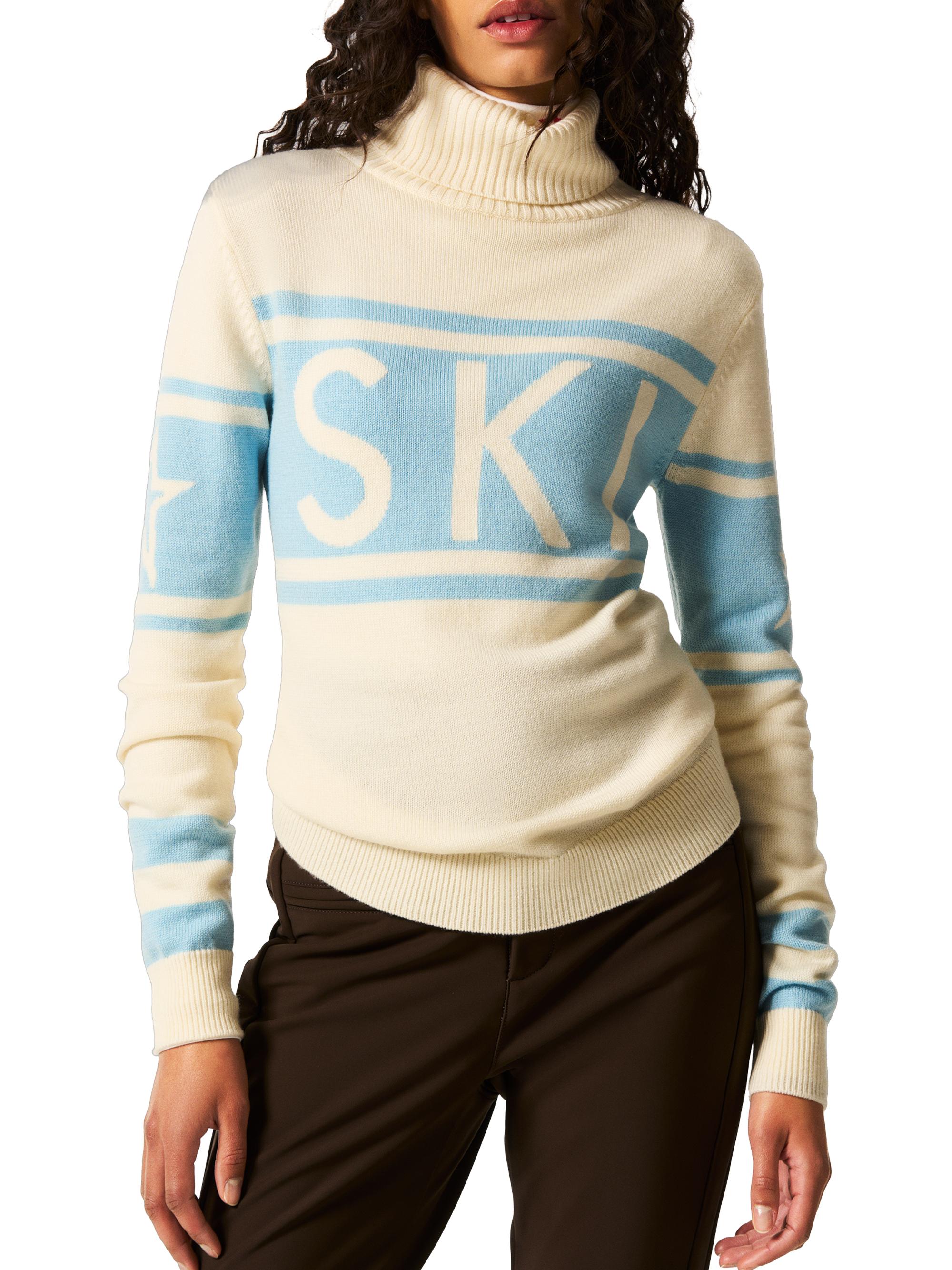 Perfect Moment Women's "Ski" Wool Turtleneck Sweater - Snow White Light Blue