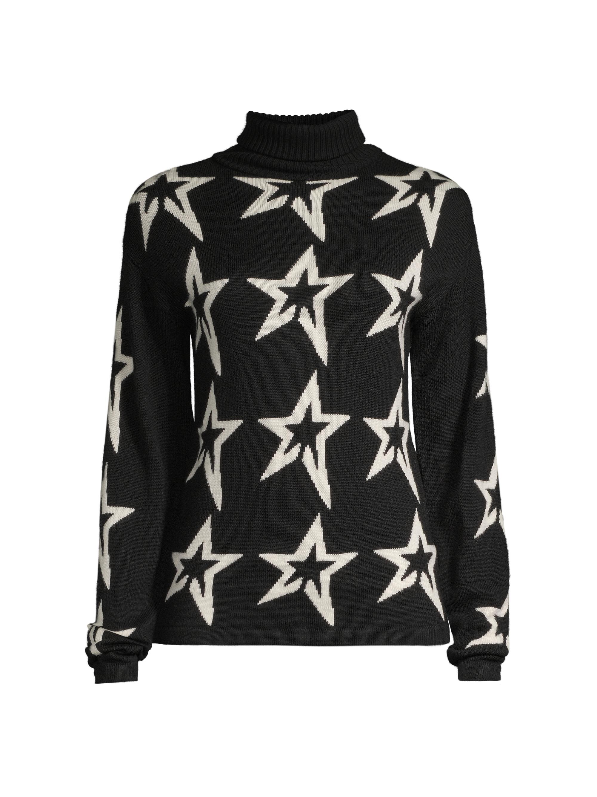 Perfect Moment Women's Star Dust Wool Turtleneck Sweater - Black Snow