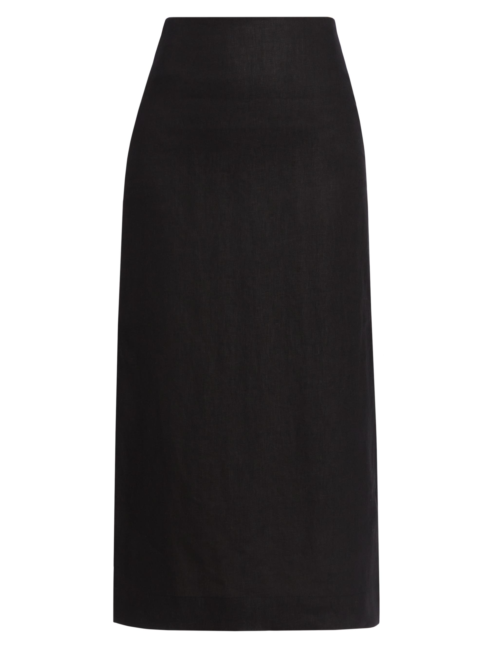 Hevron Women's Cala Linen Midi-Skirt - Black