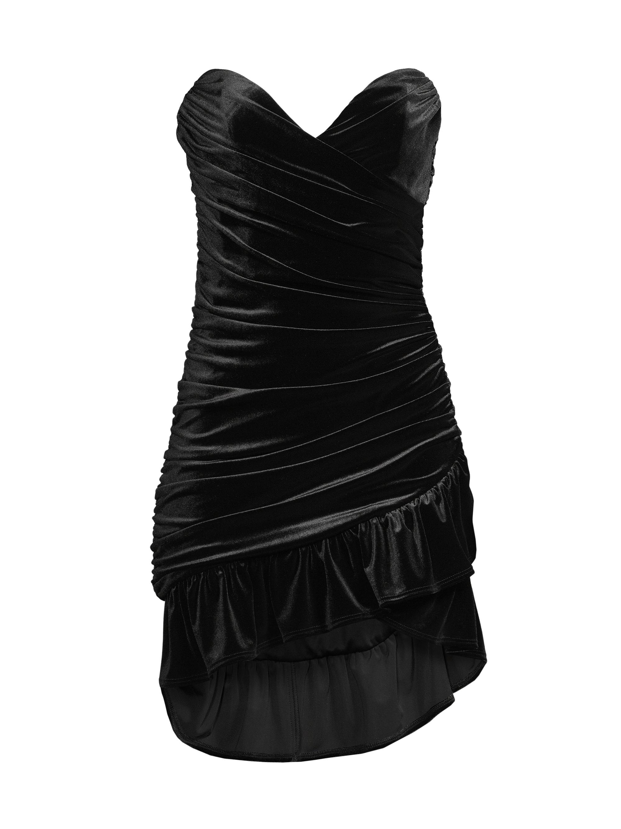Katie May Women's Velvet Strapless Ruched Minidress - Black