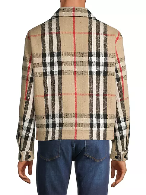 Vintage Men's BURBERRY Nova Check 2 Sides Beige Cotton Bomber Jacket Size  M/L