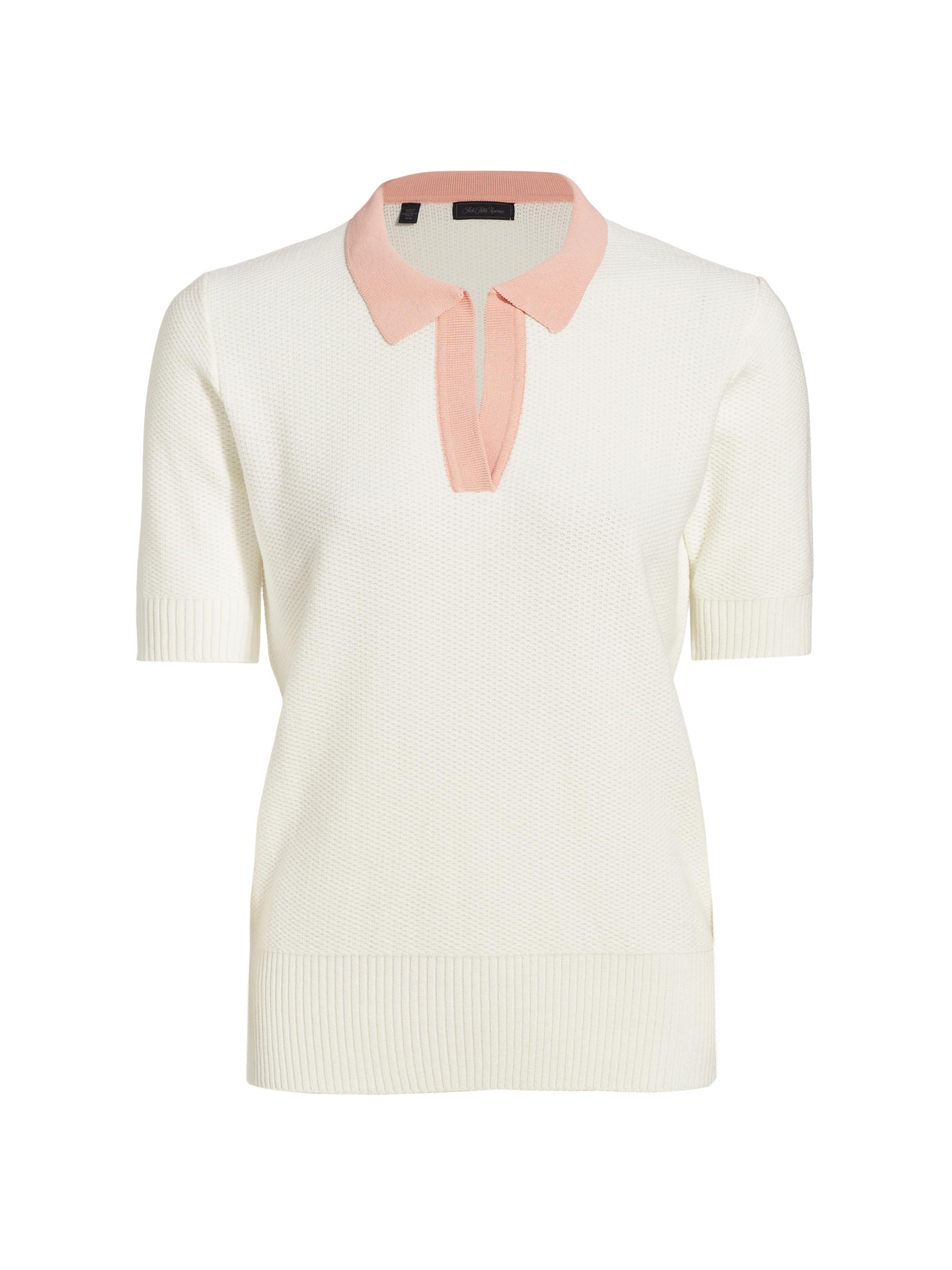 Saks Fifth Avenue Women's COLLECTION Colorblocked Polo Sweater - Egret