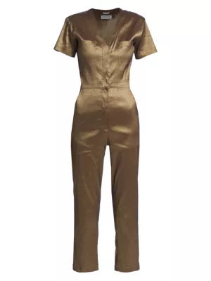 Rivet Utility Women's Explorer Cropped Taffeta Jumpsuit - Metallic Gold