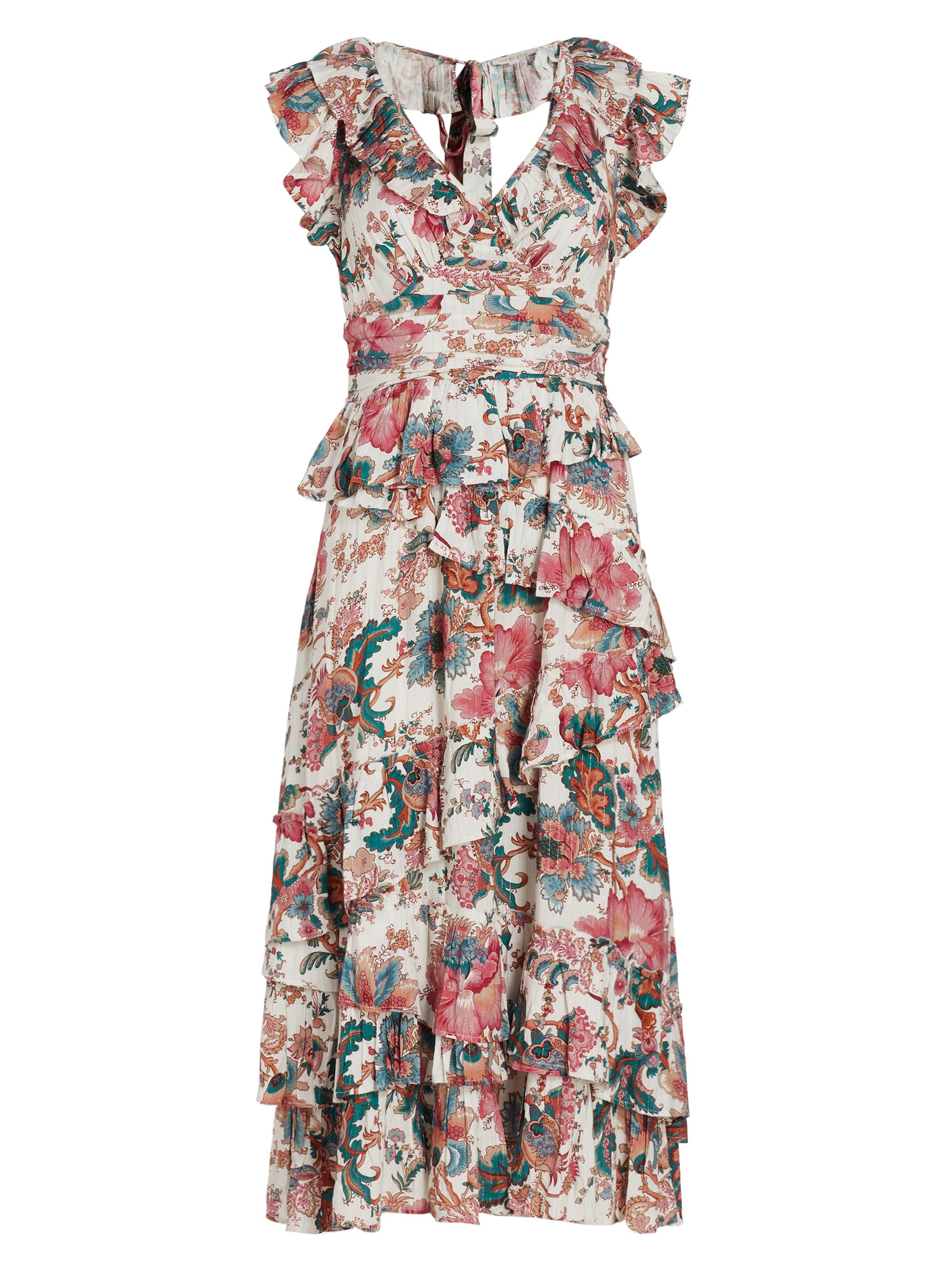 Love the Label Women's Salome Tiered Open-Back Midi-Dress - Lillie White Print