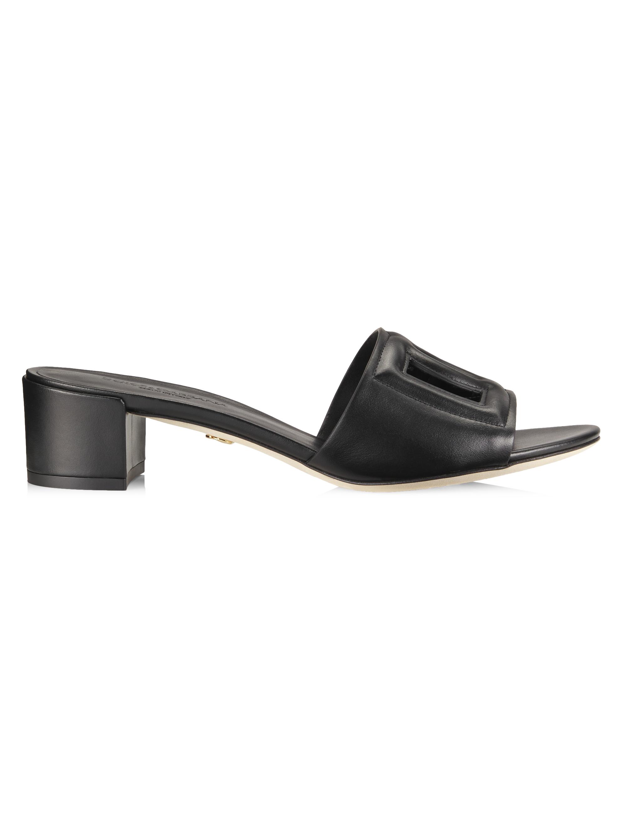 Dolce & Gabbana Women's Interlocking DG 40 Leather Mules - Black