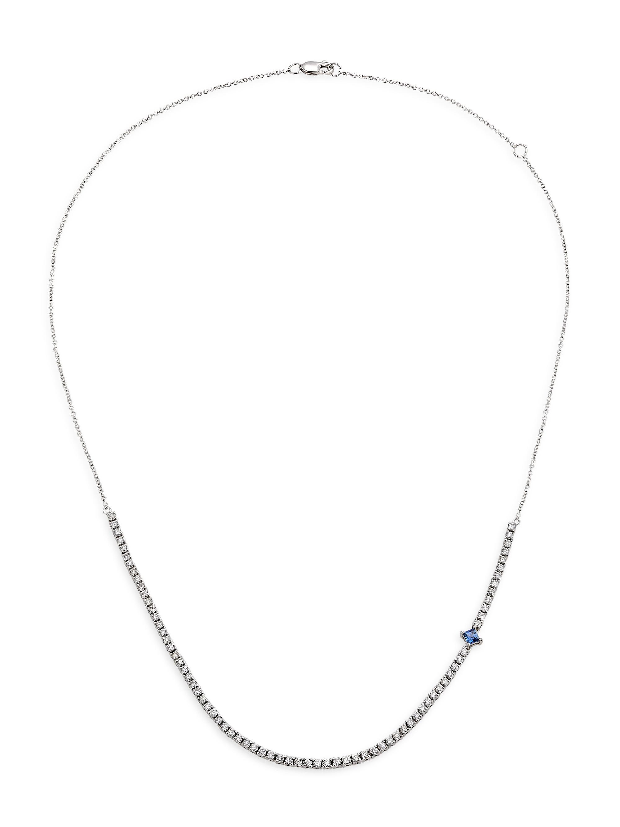 Stephanie Gottlieb Women's 14K White Gold, 1.35 TCW Diamond, & Sapphire Necklace - Blue