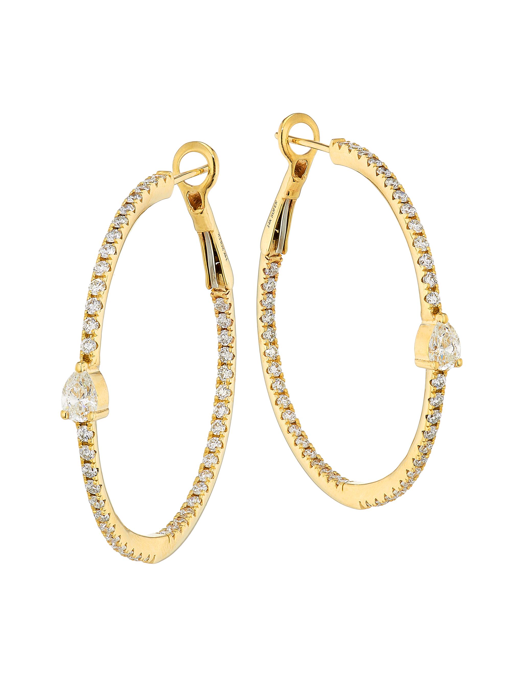 Stephanie Gottlieb Women's 14K Yellow Gold & 2.1 TCW Diamond Inside-Out Hoop Earrings - Yellow Gold