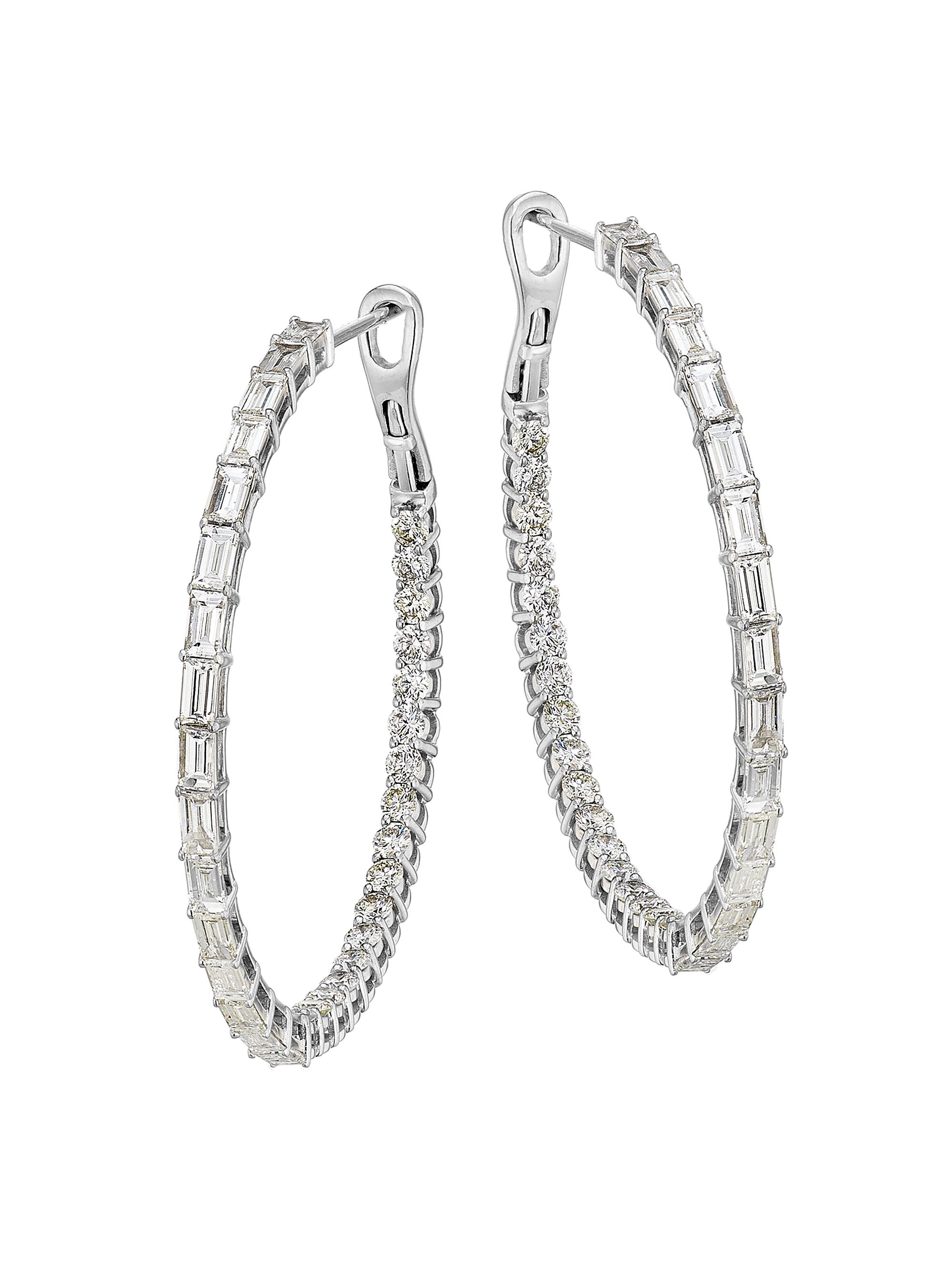 Stephanie Gottlieb Women's Undecided 14K White Gold & 3.6 TCW Diamond Inside-Out Hoop Earrings - White Gold