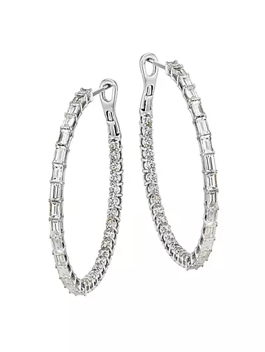 Undecided 14K White Gold & 3.6 TCW Diamond Inside-Out Hoop Earrings