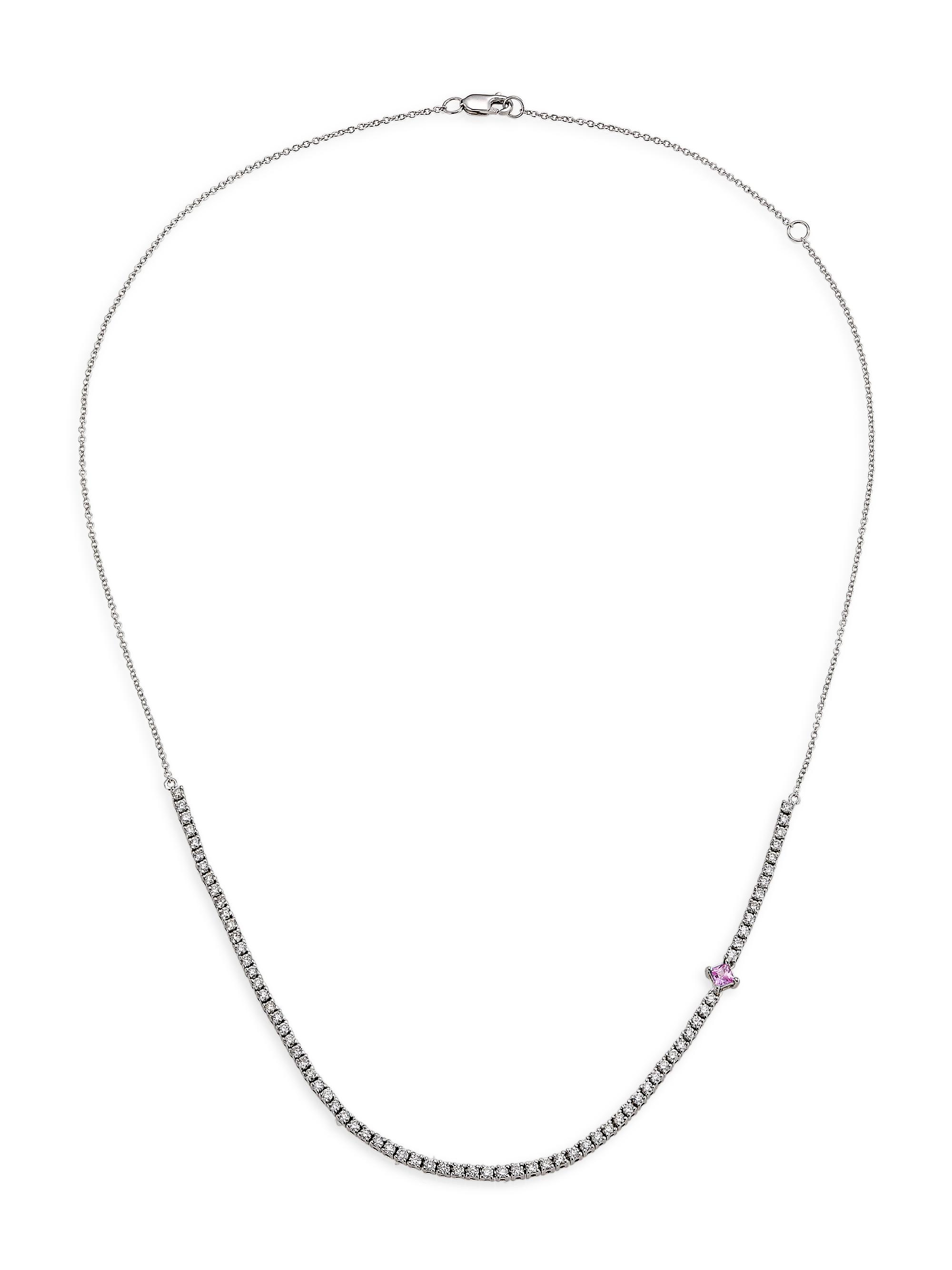 Stephanie Gottlieb Women's 14K White Gold, 1.35 TCW Diamond, & Sapphire Necklace - Pink