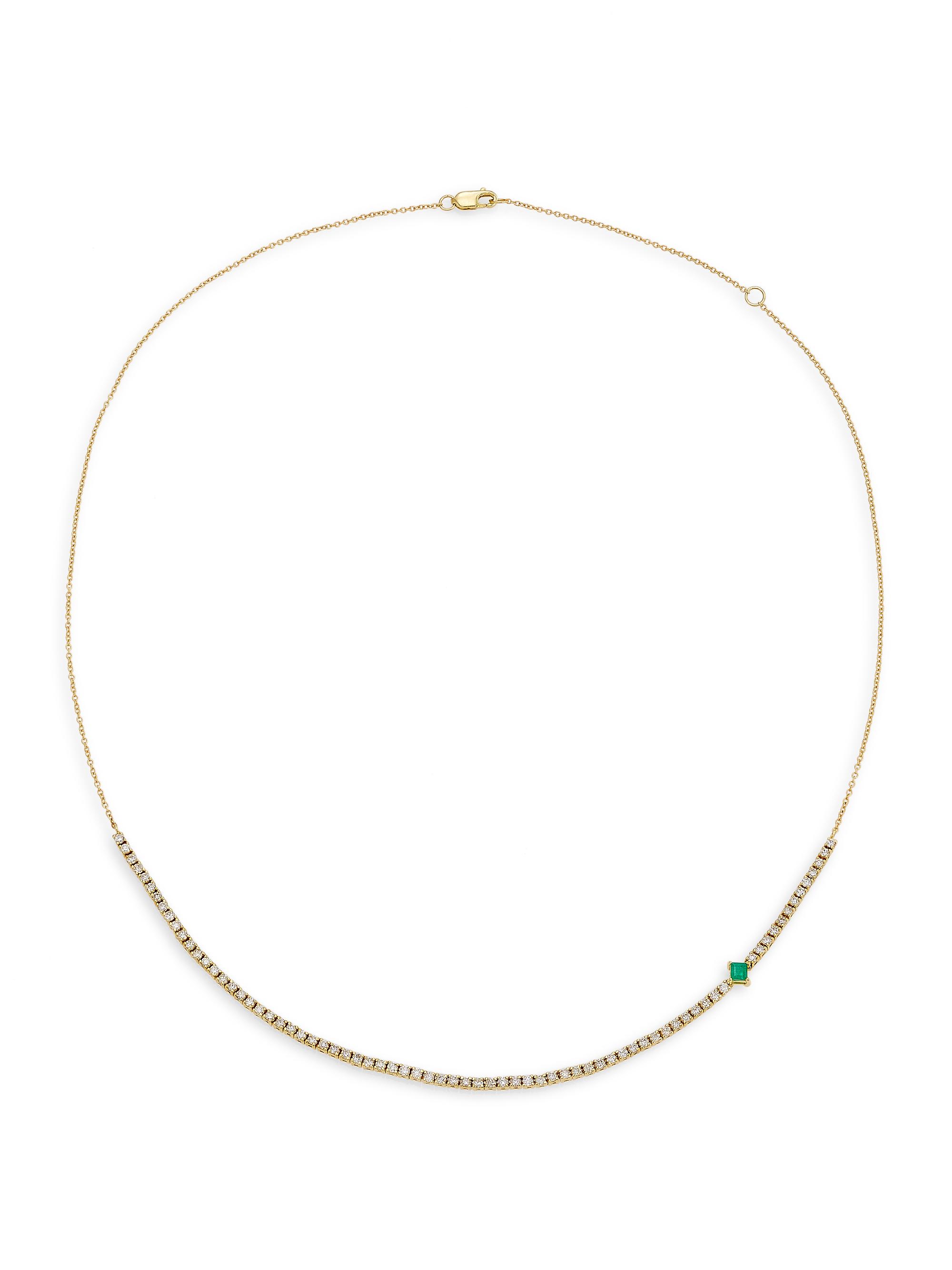 Stephanie Gottlieb Women's 14K-Yellow-Gold, Emerald & 1.35 TCW Diamond Chain Necklace - Yellow Gold