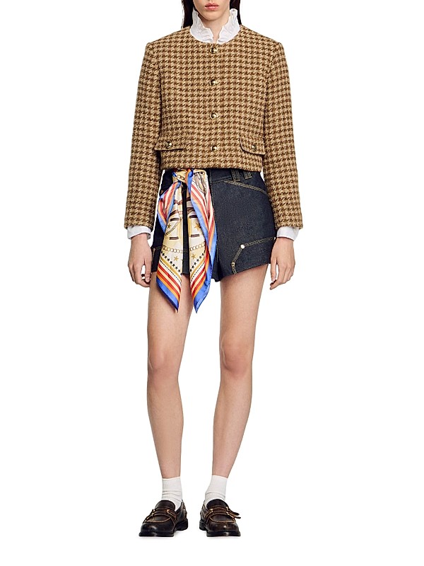 Shop Sandro Short Checked Jacket | Saks Fifth Avenue Shop Sandro Short Checked Jacket | Saks Fifth Avenue