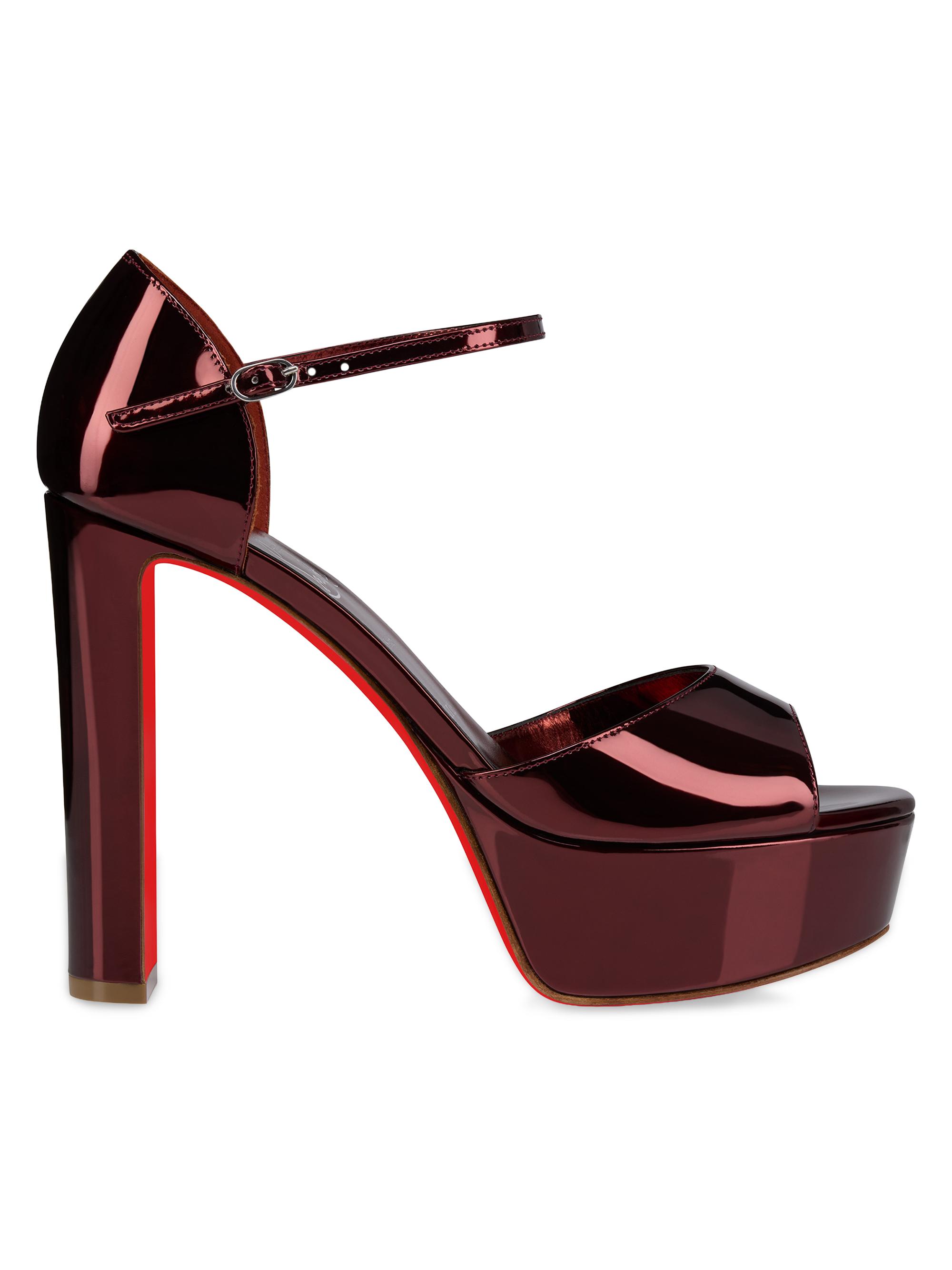 Christian Louboutin Women's Sandaloo 130MM Metallic Leather Platform Sandals - Palio