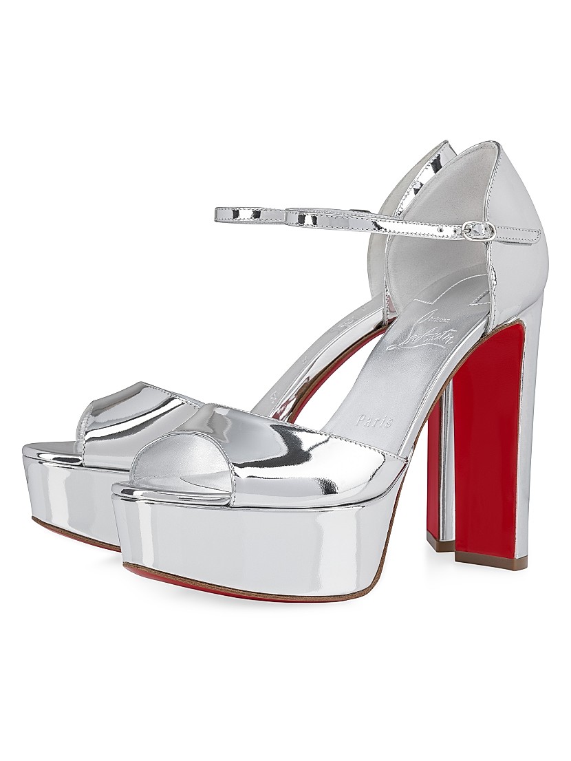 Shop Christian Louboutin Sandaloo 130MM Metallic Leather Shop Christian Louboutin Sandaloo 130MM Metallic Leather