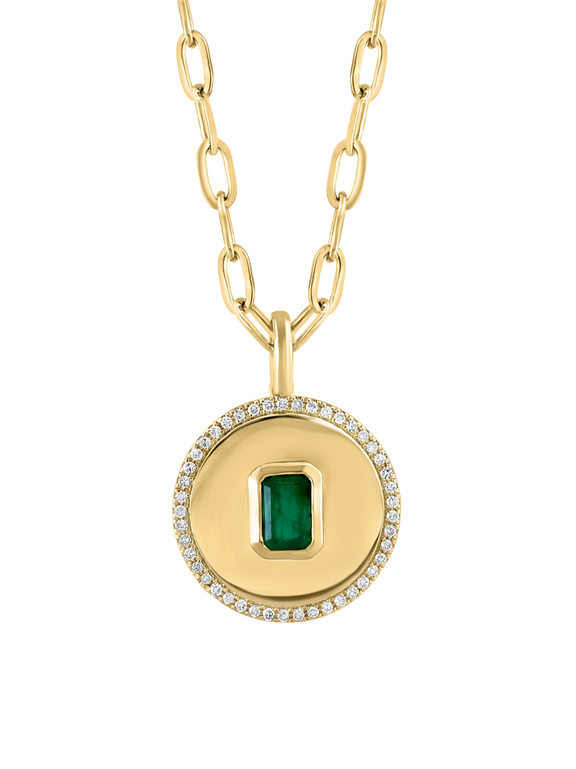 Saks Fifth Avenue Collection Women's 14K Yellow Gold, Emerald, & 0.22 TCW Diamond Medallion Pendant Necklace - Gold
