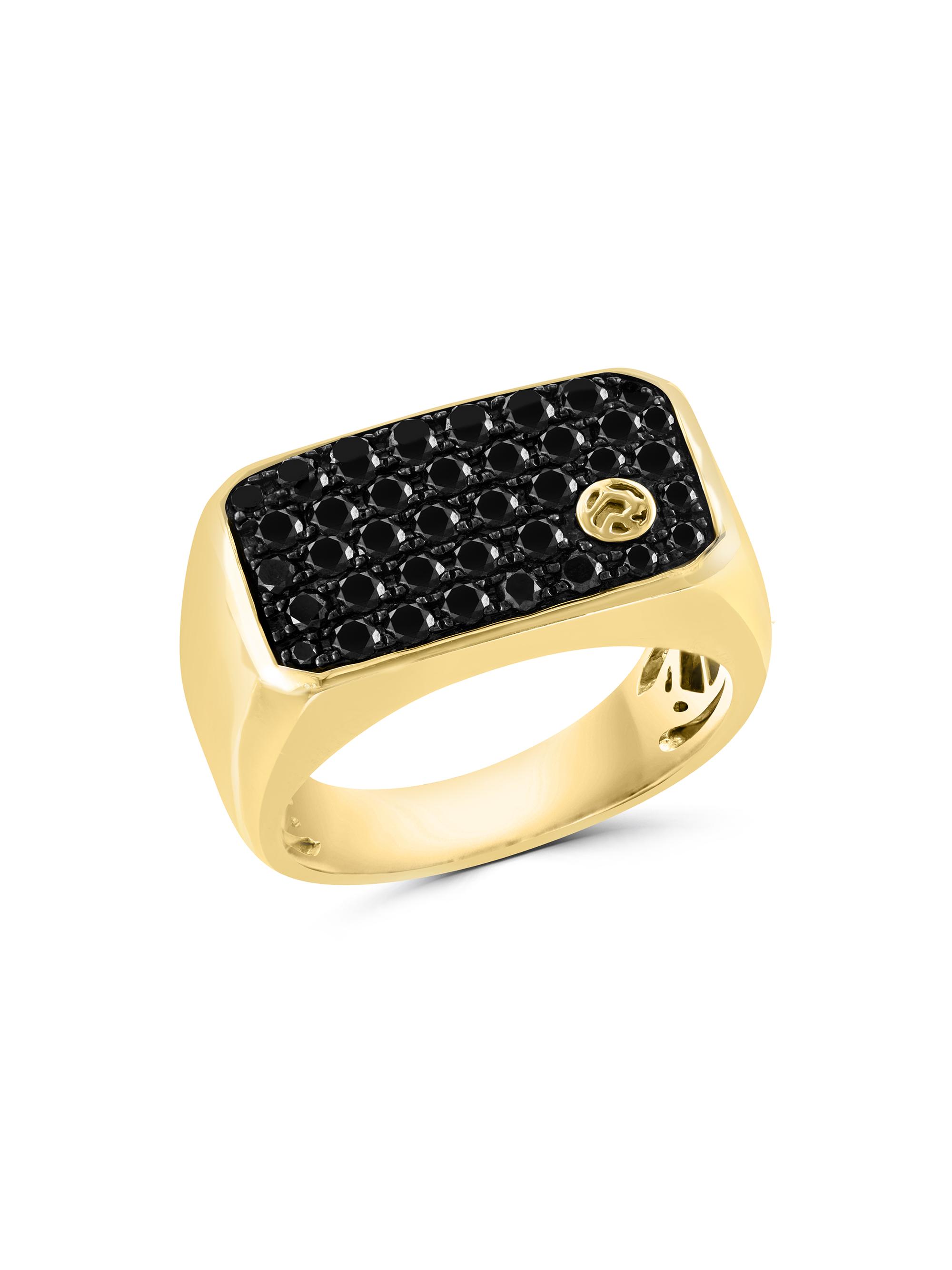 Saks Fifth Avenue Collection Men's 14K Yellow Gold & 1.38 TCW Black Diamond Ring - Yellow Gold