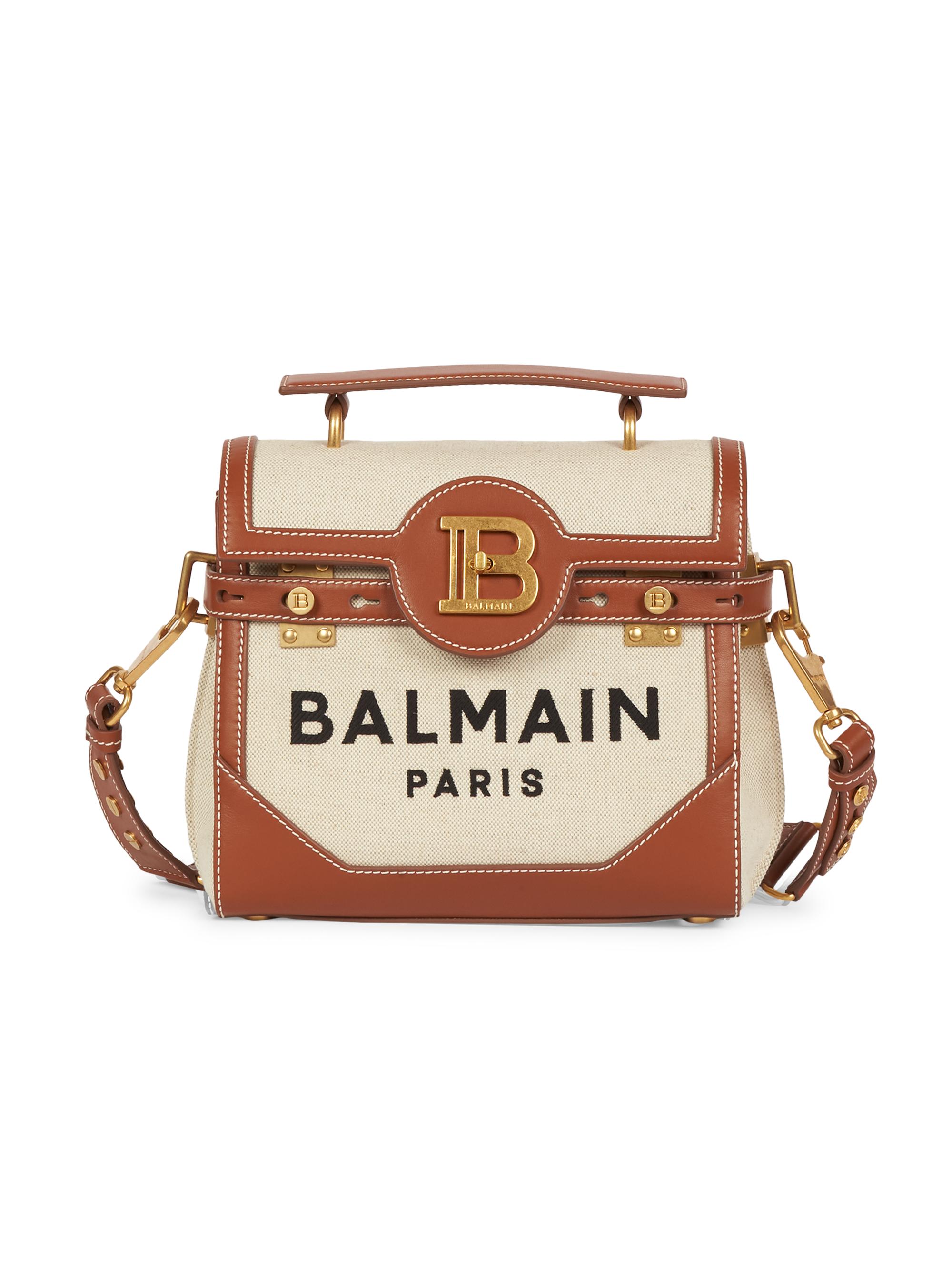 Balmain Women's B-Buzz 23 Canvas & Leather Top Handle Bag - Naturel Marron