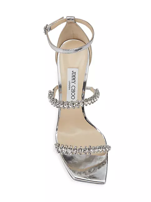 Bing 105 Crystal Embellished Sandals in White - Jimmy Choo