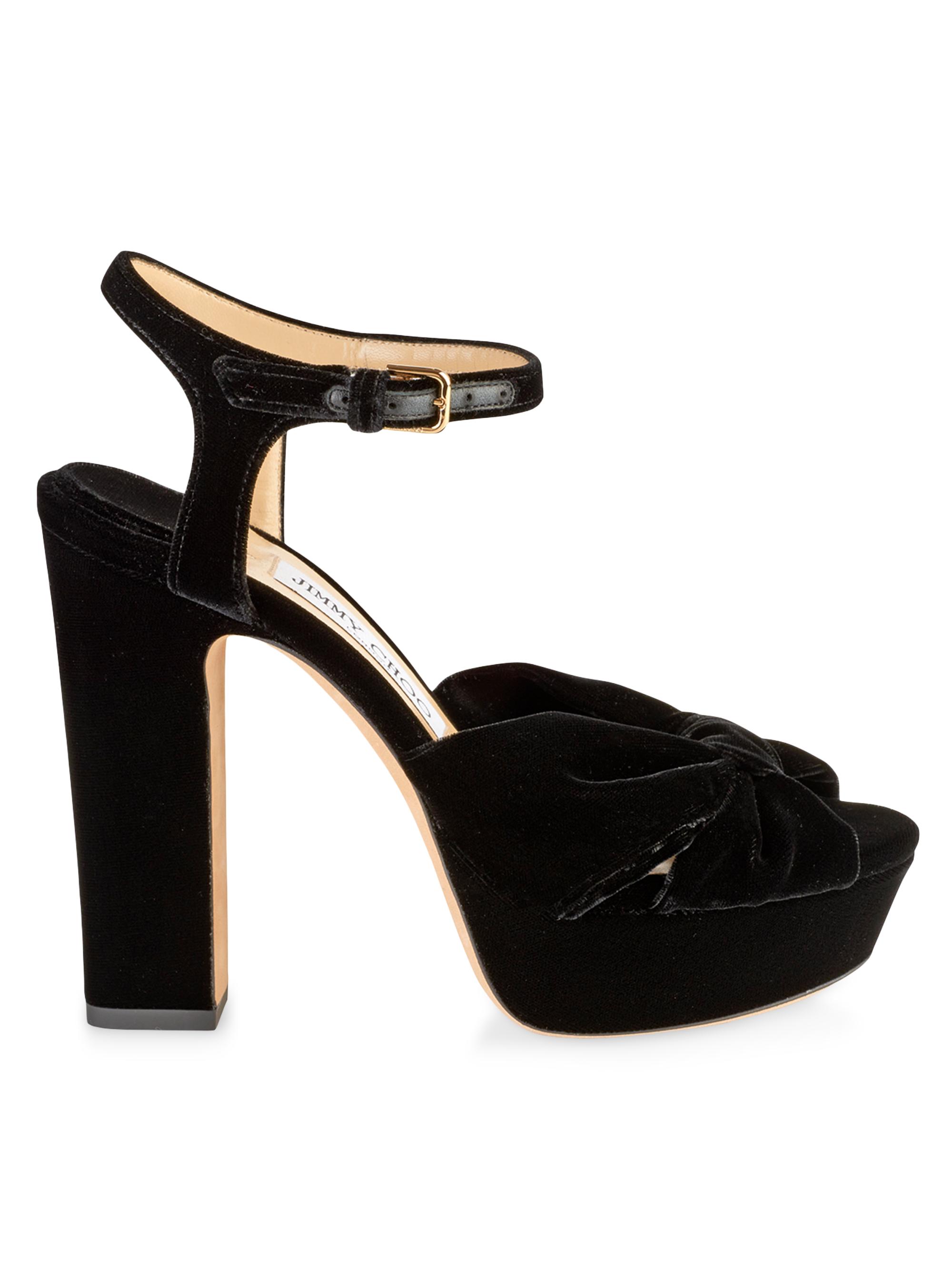 Jimmy Choo Women's Heloise 120MM Velvet Platform Sandals - Black