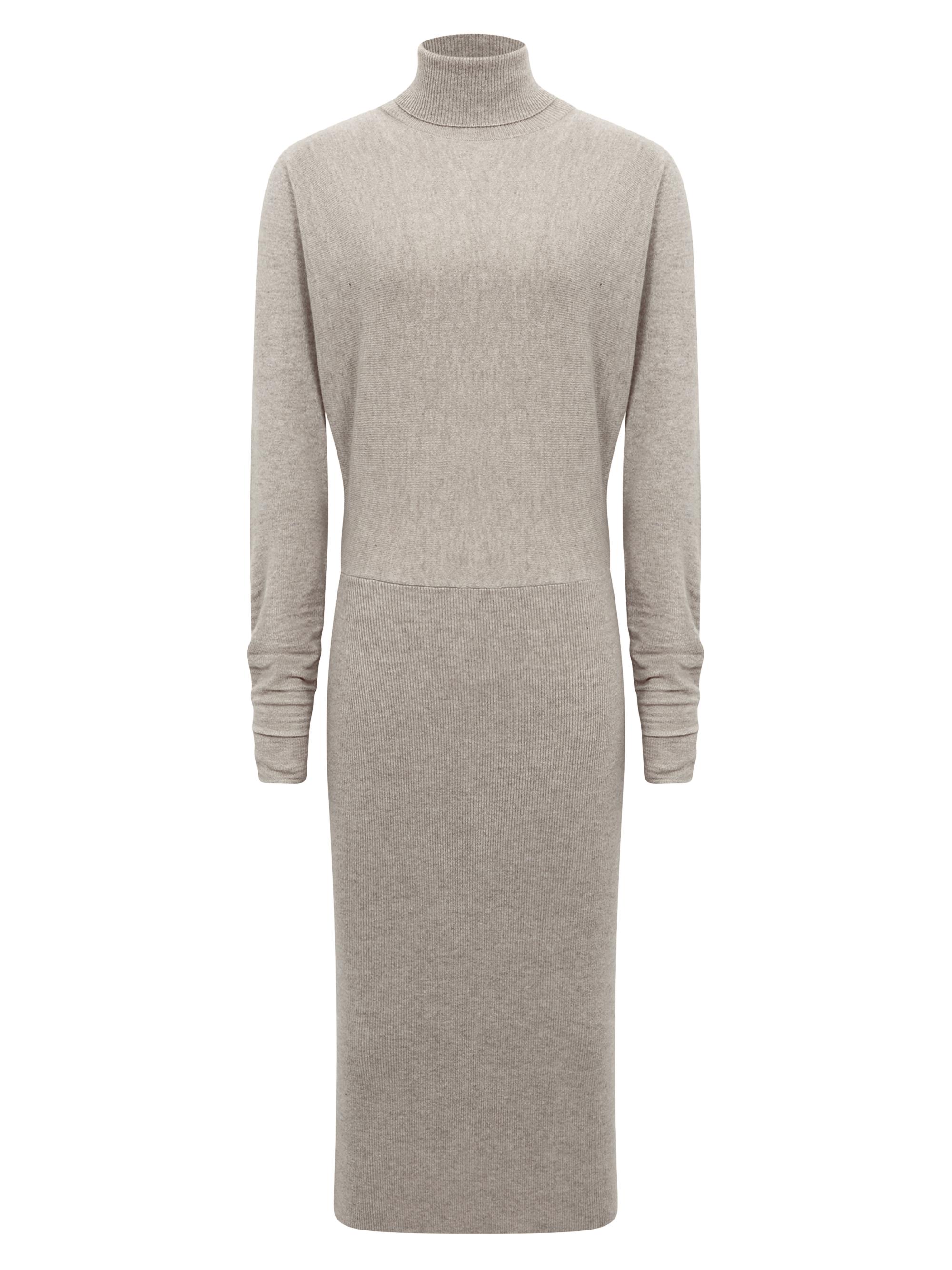 Reiss Women's Knit Turtleneck Blouson Sweaterdress - Oatmeal