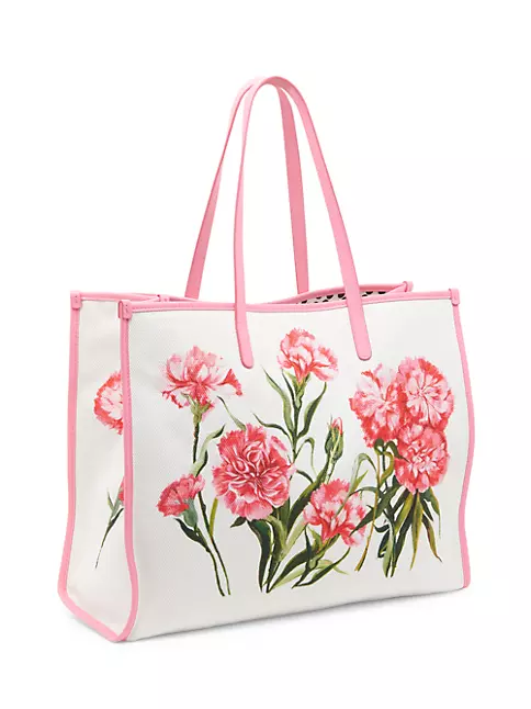 Shop Dolce&Gabbana Peony Canvas Tote Bag