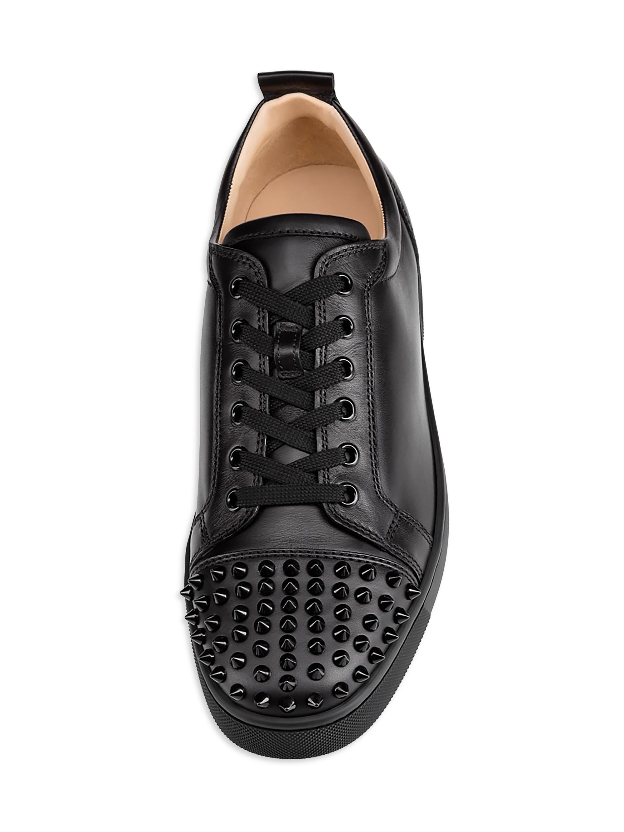Christian Louboutin Men's Louis Junior Spikes Sneakers - Black - detail view in Black