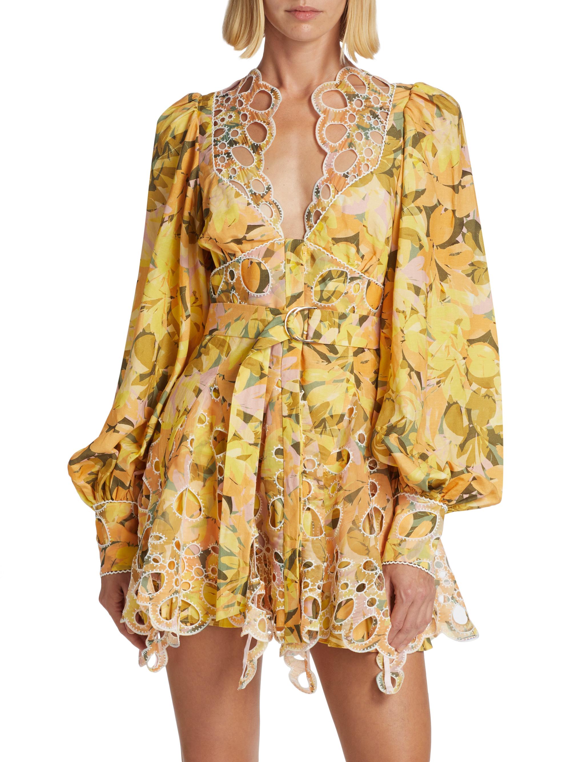 Acler Printed Eyelet-Embroidered Minidress | Saks Fifth Avenue