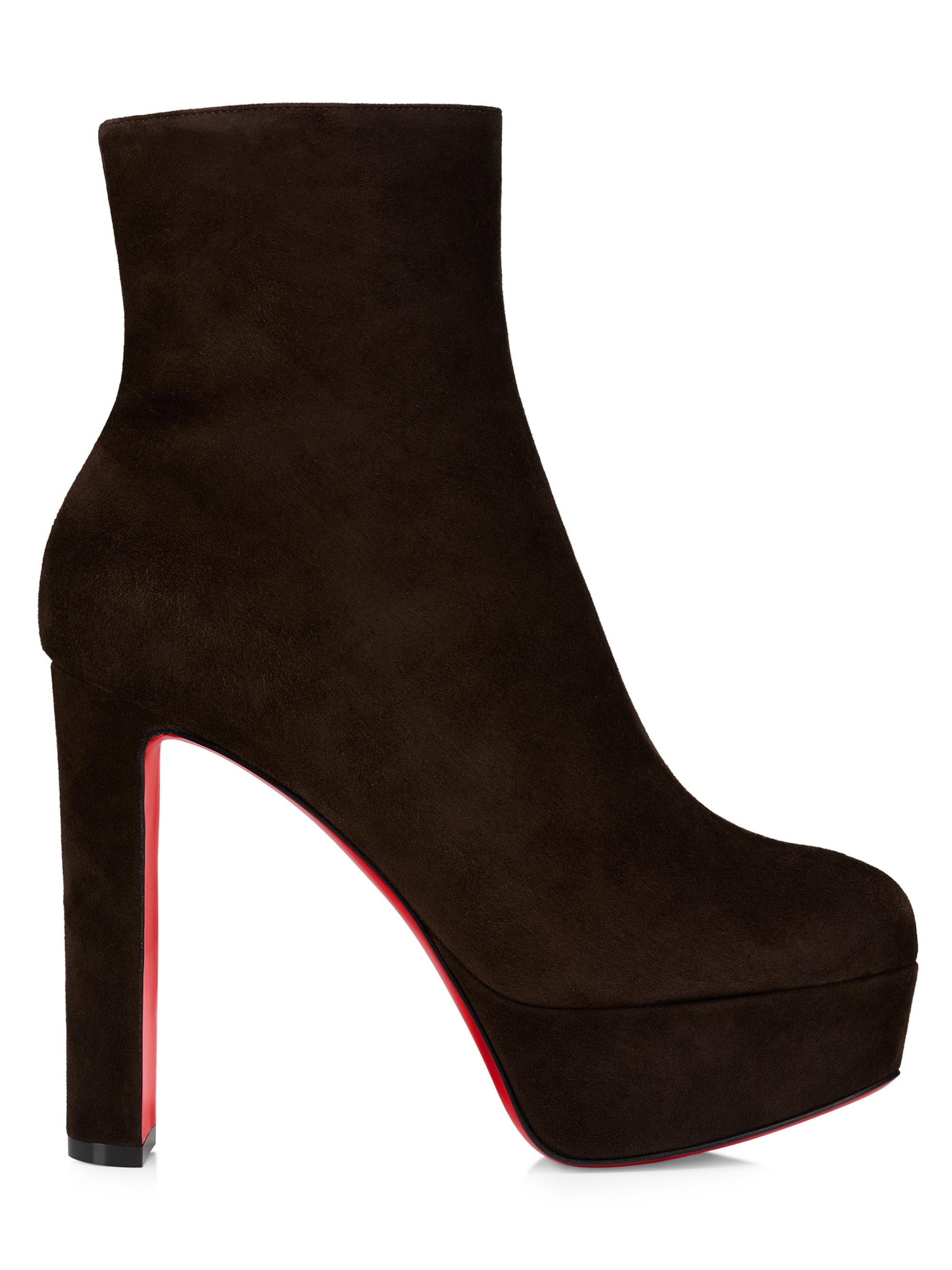 Christian Louboutin Women's Loo Booty Veau Velours 130MM Booties - Cafe