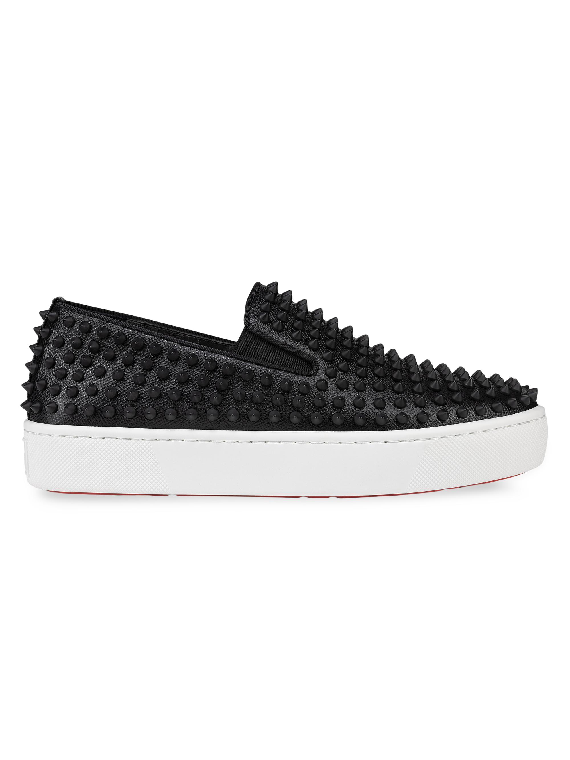 Christian Louboutin Men's Spikeboat Low Top Sneakers - Black