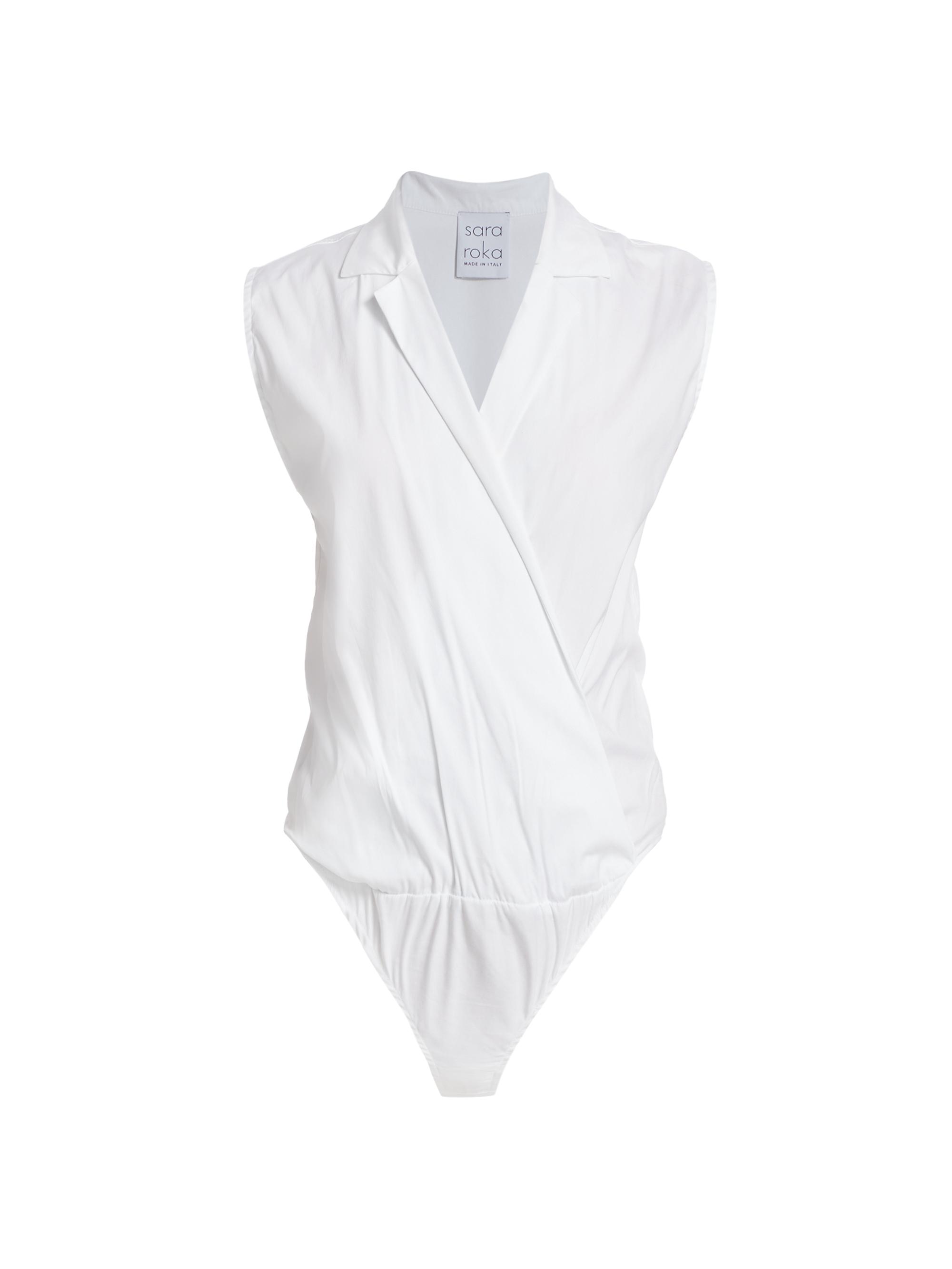Sara Roka Women's Liz Sleeveless Wrap Bodysuit - White