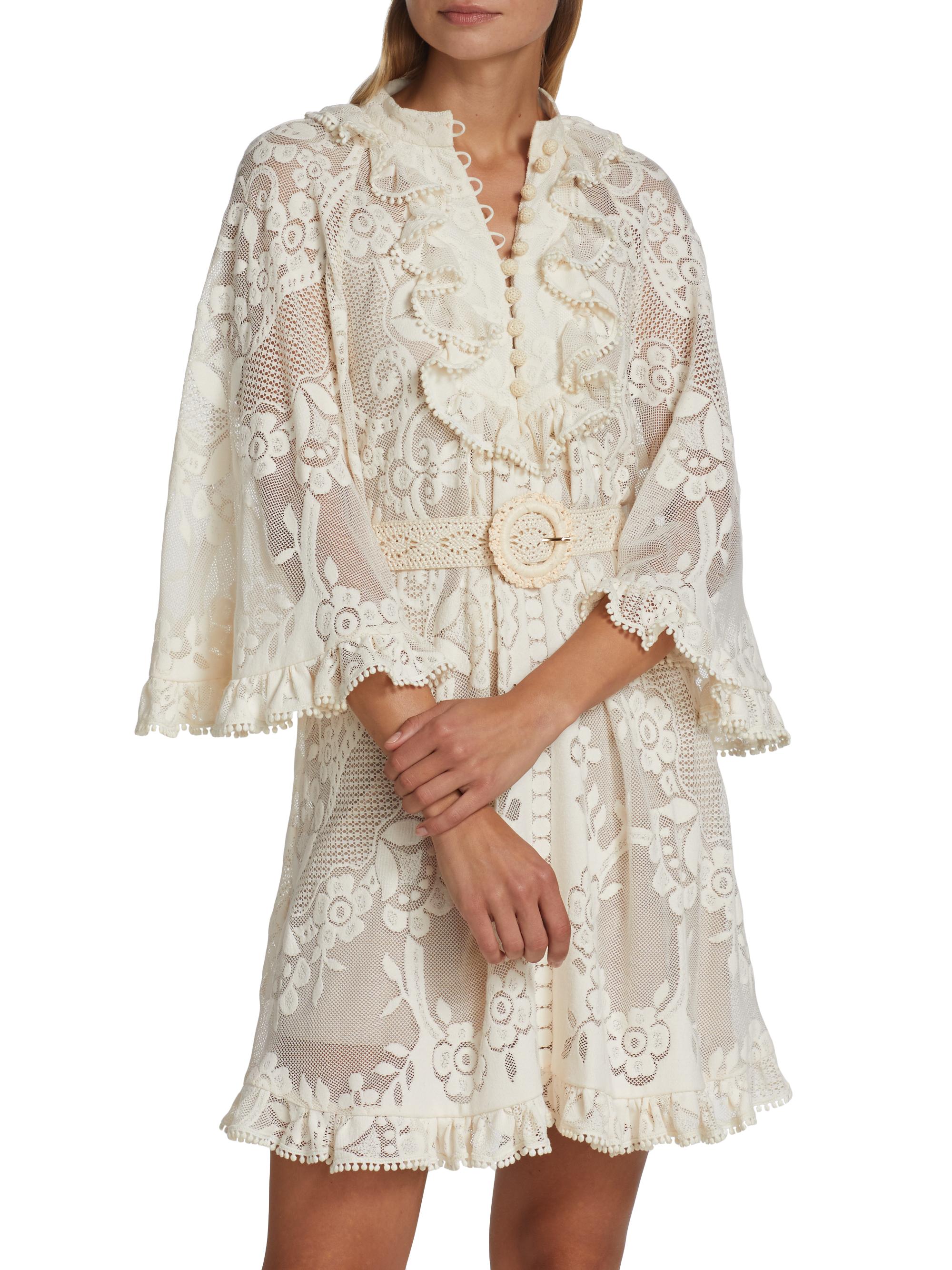 Zimmermann Tiggy Lace Ruffled Minidress | Saks Fifth Avenue