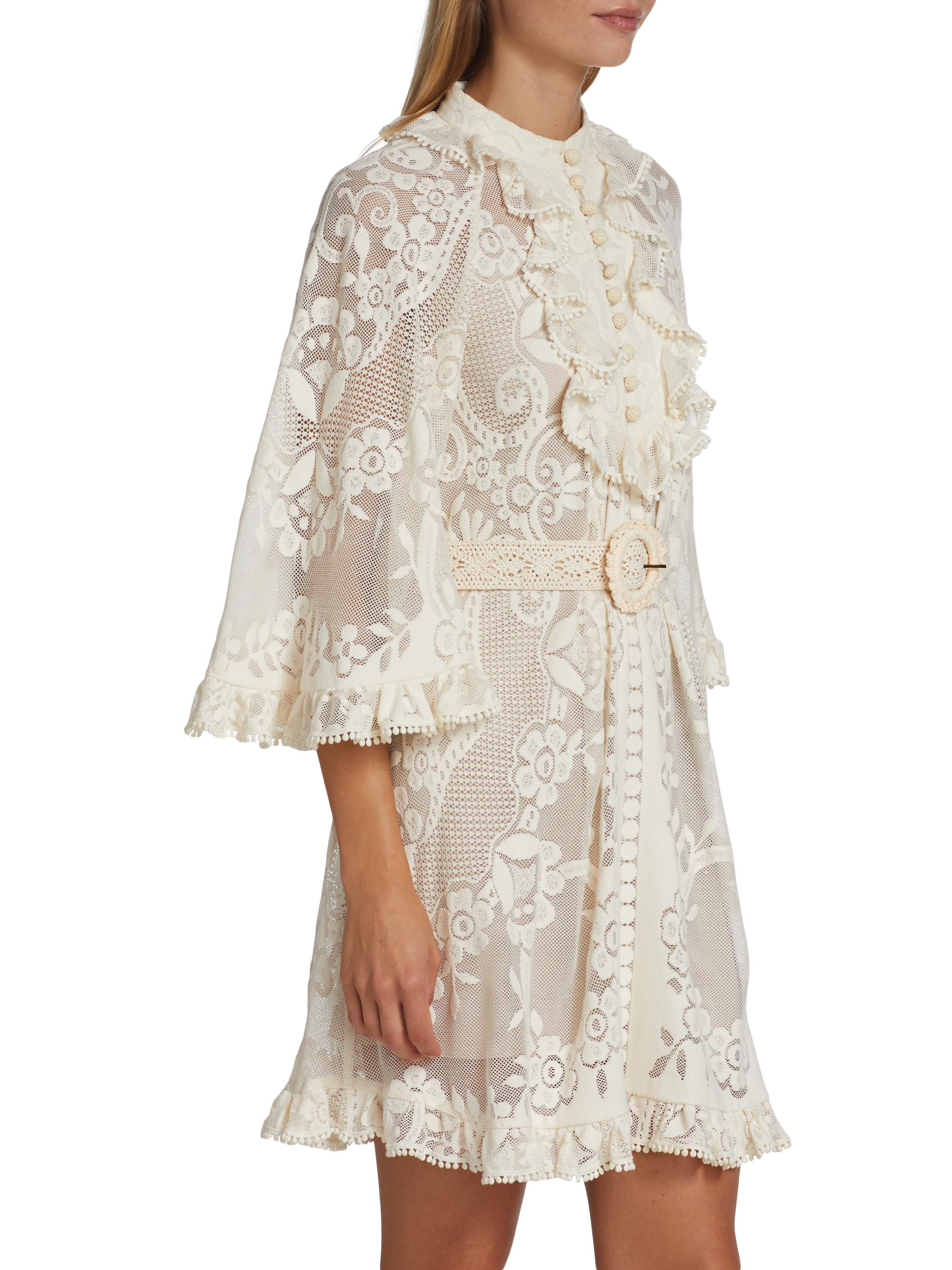Zimmermann Tiggy Lace Ruffled Minidress | Saks Fifth Avenue