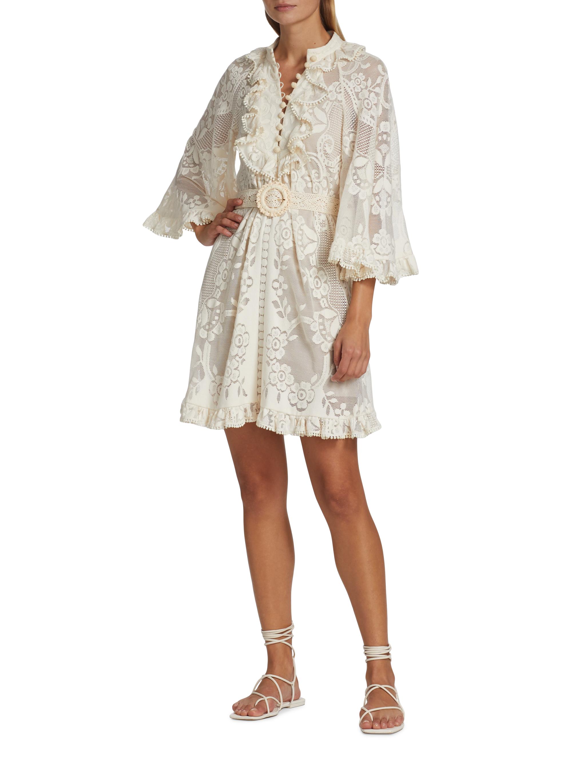 Zimmermann Tiggy Lace Ruffled Minidress | Saks Fifth Avenue