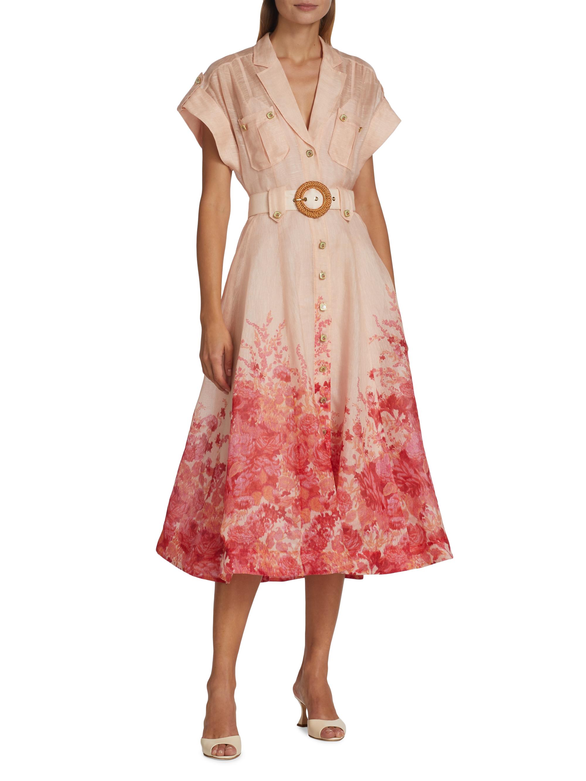 high tide midi shirt dress for woman Zimmermann Maxi Odyssey Silk Linen AU2 Zimmermann High Tide Midi Shirtdress