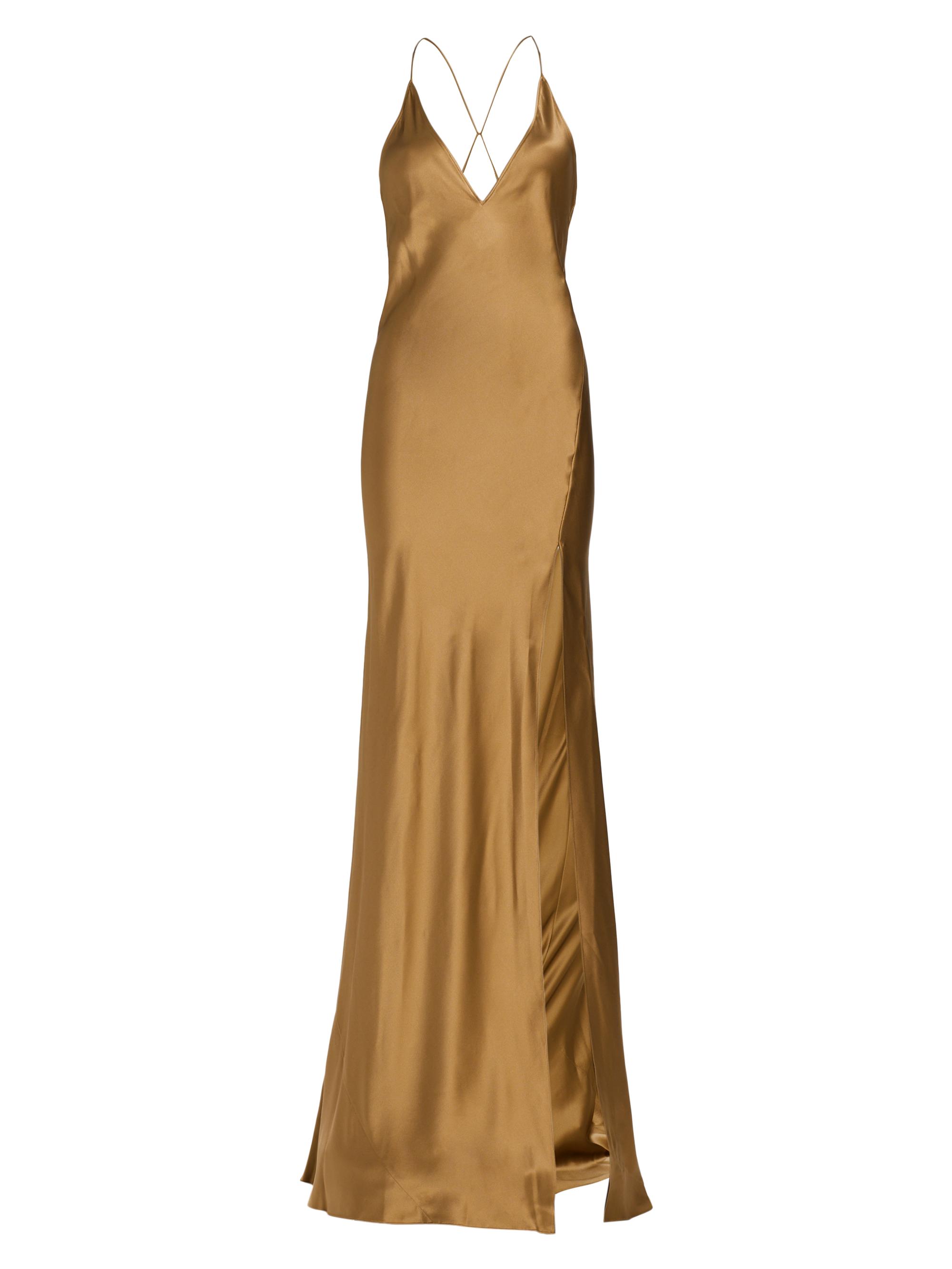 olive satin dress Solange main image 1