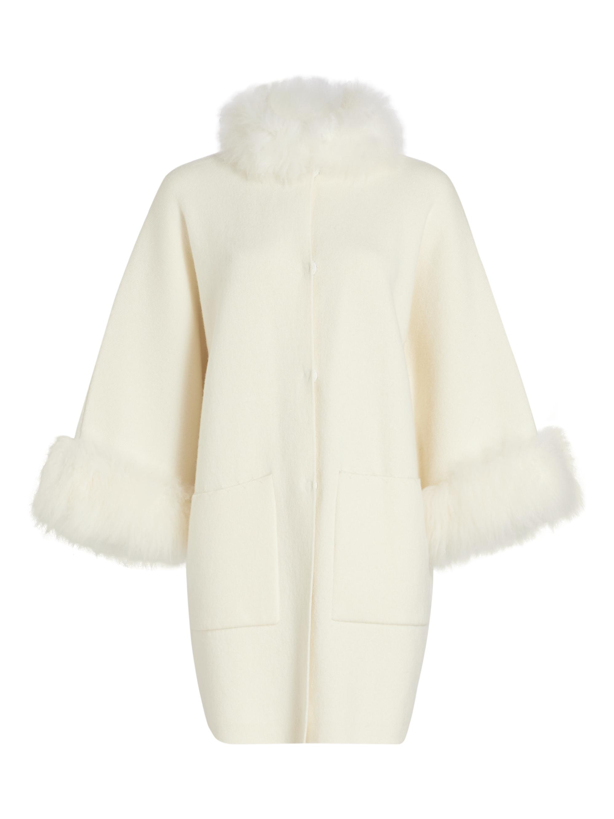 Maximilian Women's Cashmere Shearling-Trimmed Coat - Off White