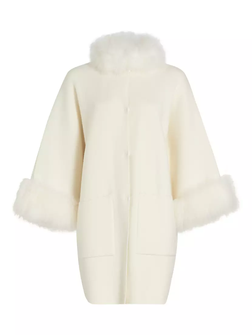 | Fifth Saks Shop Maximilian Fur-Trimmed Avenue Coat Cashmere