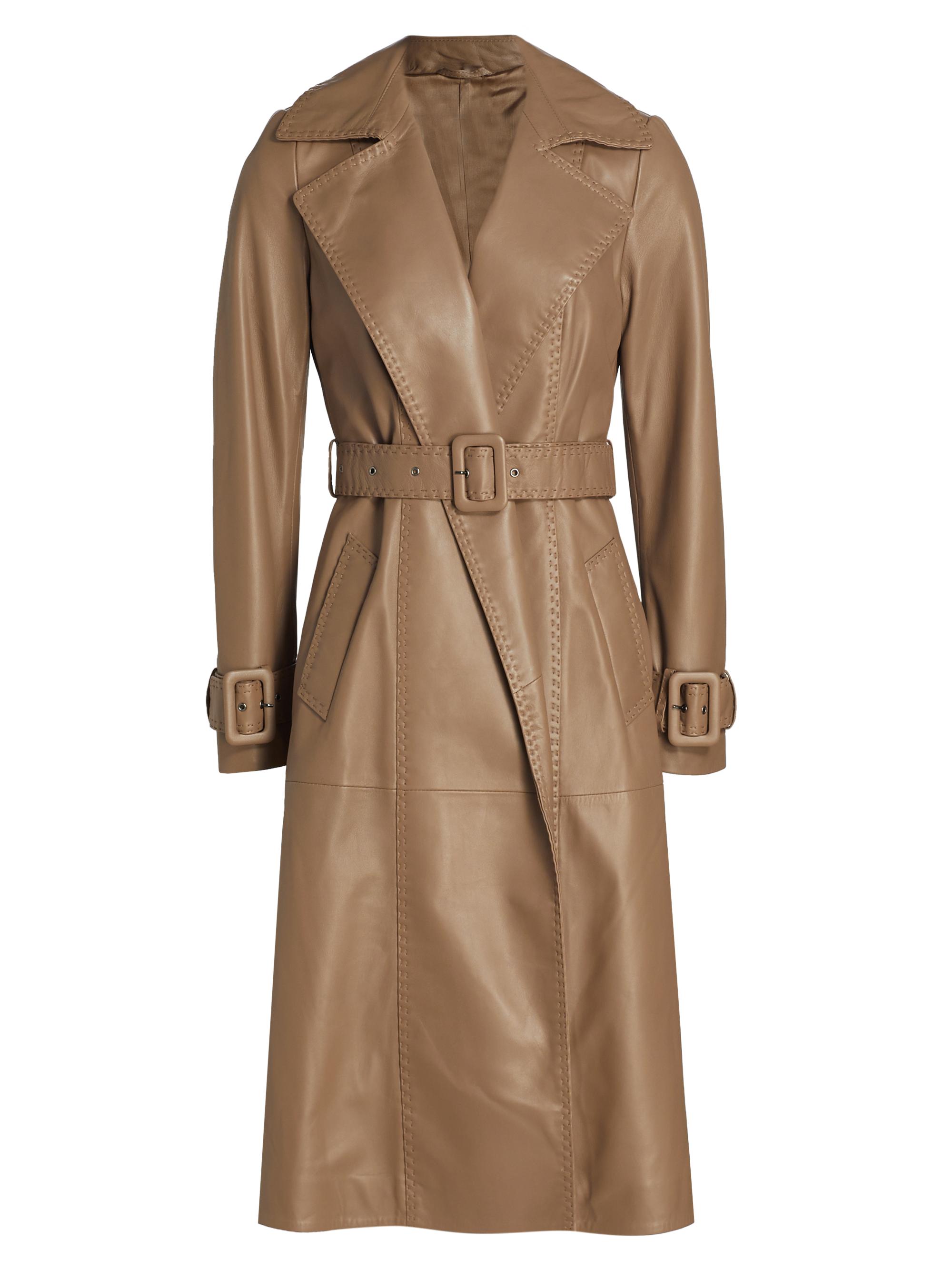 Maximilian Women's  Leather Trench Coat - Beige