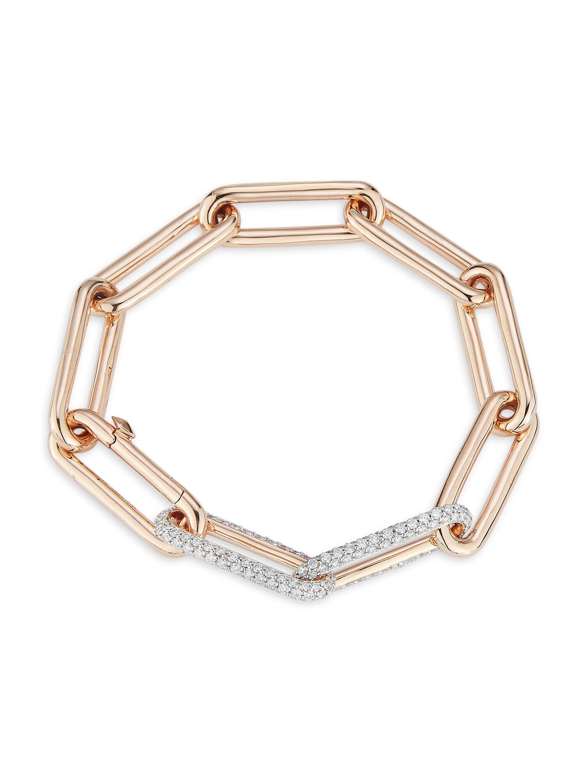 Walters Faith Women's Saxon 18K Rose Gold & Diamond Elongated Chain Link Bracelet - Rose Gold