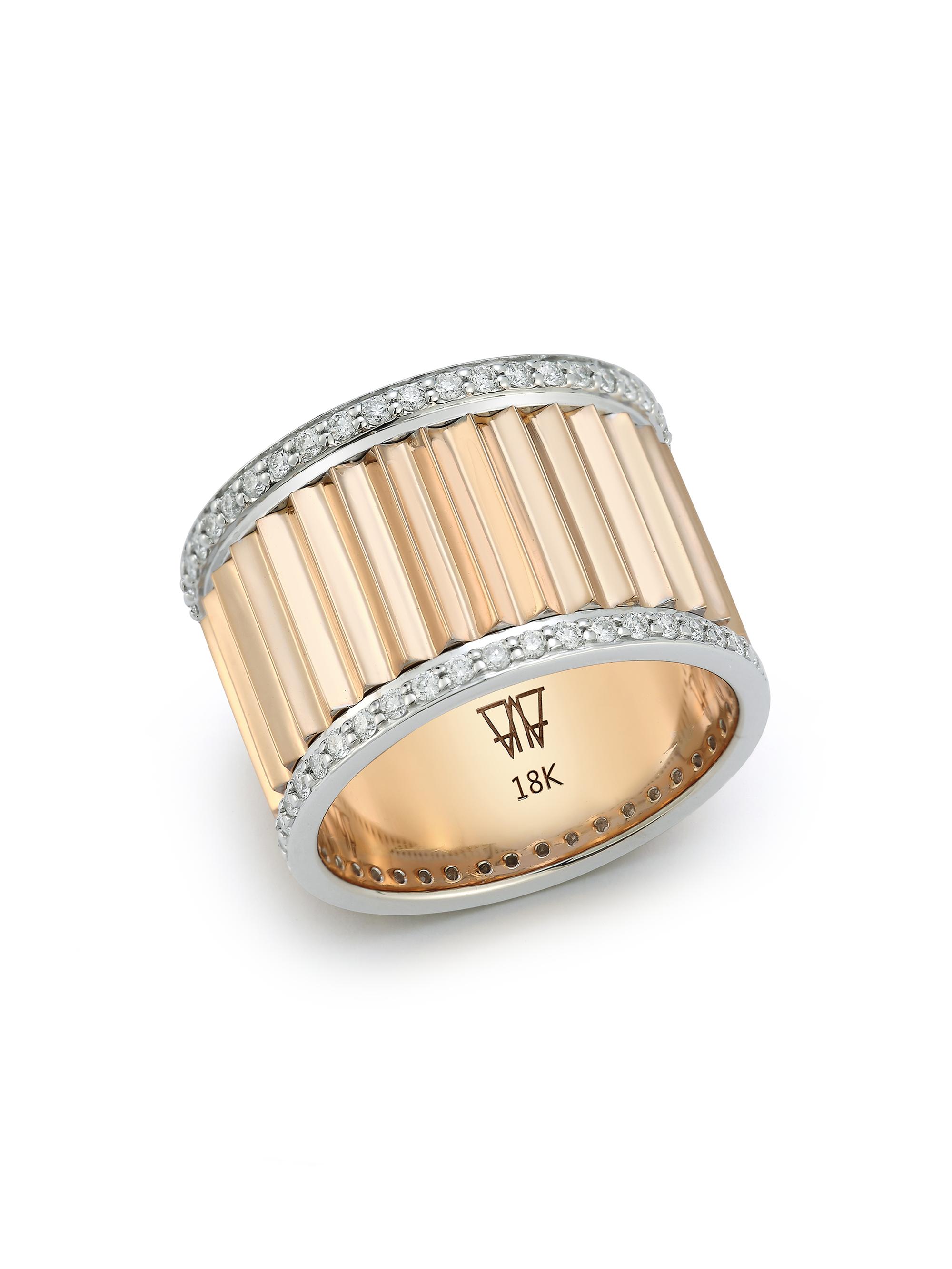 Walters Faith Women's Clive 18K Rose Gold & Diamond Wide Fluted Band Ring - Rose Gold
