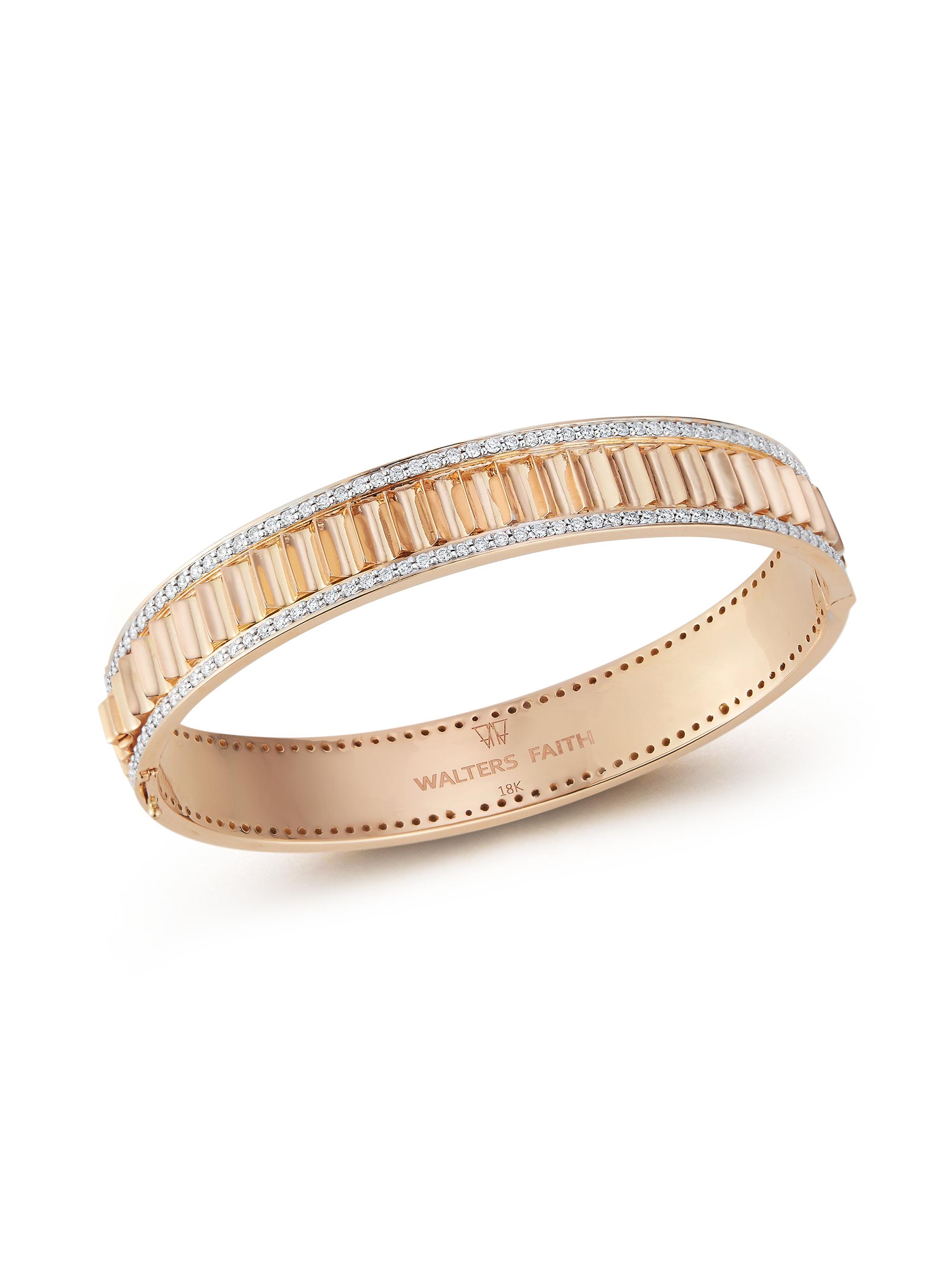 Walters Faith Women's Clive 18K Rose Gold & Diamond Fluted Edge Bangle - Rose Gold