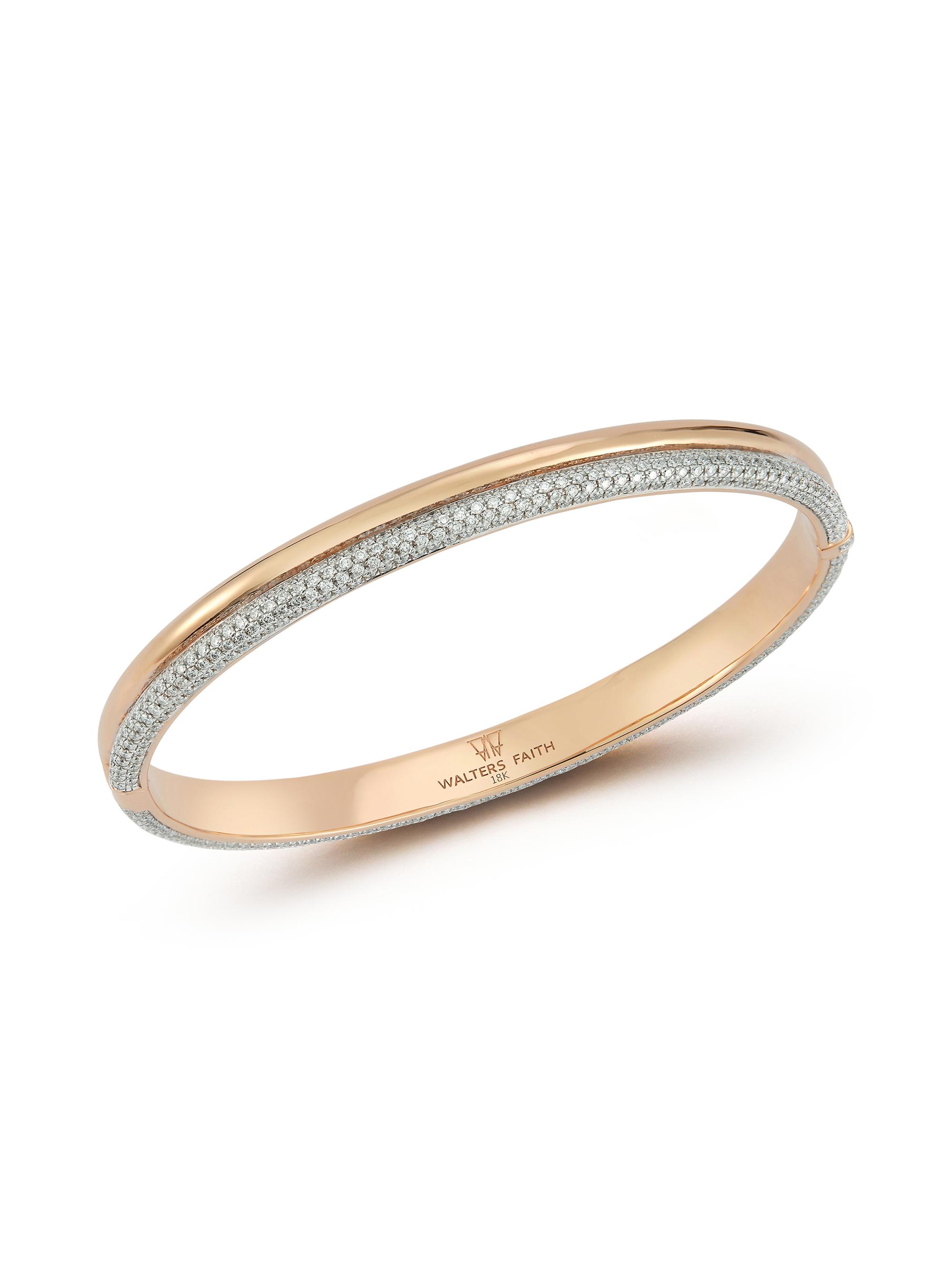 Walters Faith Women's Thoby 18K Rose Gold & Diamond Tubular Hinged Bangle - Rose Gold